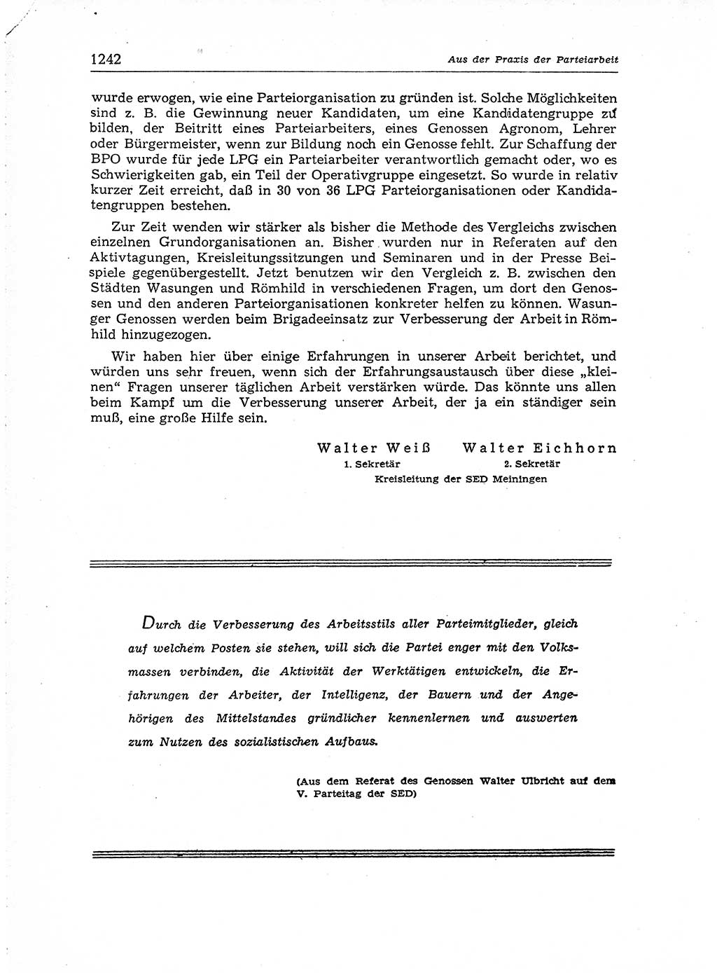 Neuer Weg (NW), Organ des Zentralkomitees (ZK) der SED (Sozialistische Einheitspartei Deutschlands) für Fragen des Parteiaufbaus und des Parteilebens, [Deutsche Demokratische Republik (DDR)] 13. Jahrgang 1958, Seite 1242 (NW ZK SED DDR 1958, S. 1242)