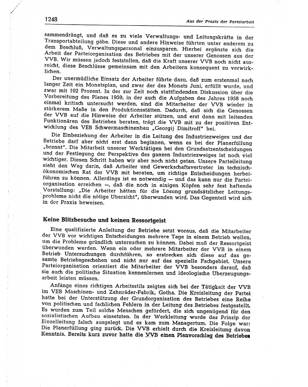 Neuer Weg (NW), Organ des Zentralkomitees (ZK) der SED (Sozialistische Einheitspartei Deutschlands) für Fragen des Parteiaufbaus und des Parteilebens, [Deutsche Demokratische Republik (DDR)] 13. Jahrgang 1958, Seite 1248 (NW ZK SED DDR 1958, S. 1248)