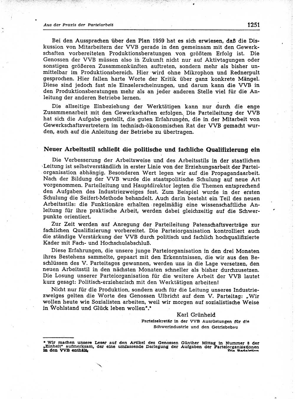 Neuer Weg (NW), Organ des Zentralkomitees (ZK) der SED (Sozialistische Einheitspartei Deutschlands) für Fragen des Parteiaufbaus und des Parteilebens, [Deutsche Demokratische Republik (DDR)] 13. Jahrgang 1958, Seite 1251 (NW ZK SED DDR 1958, S. 1251)
