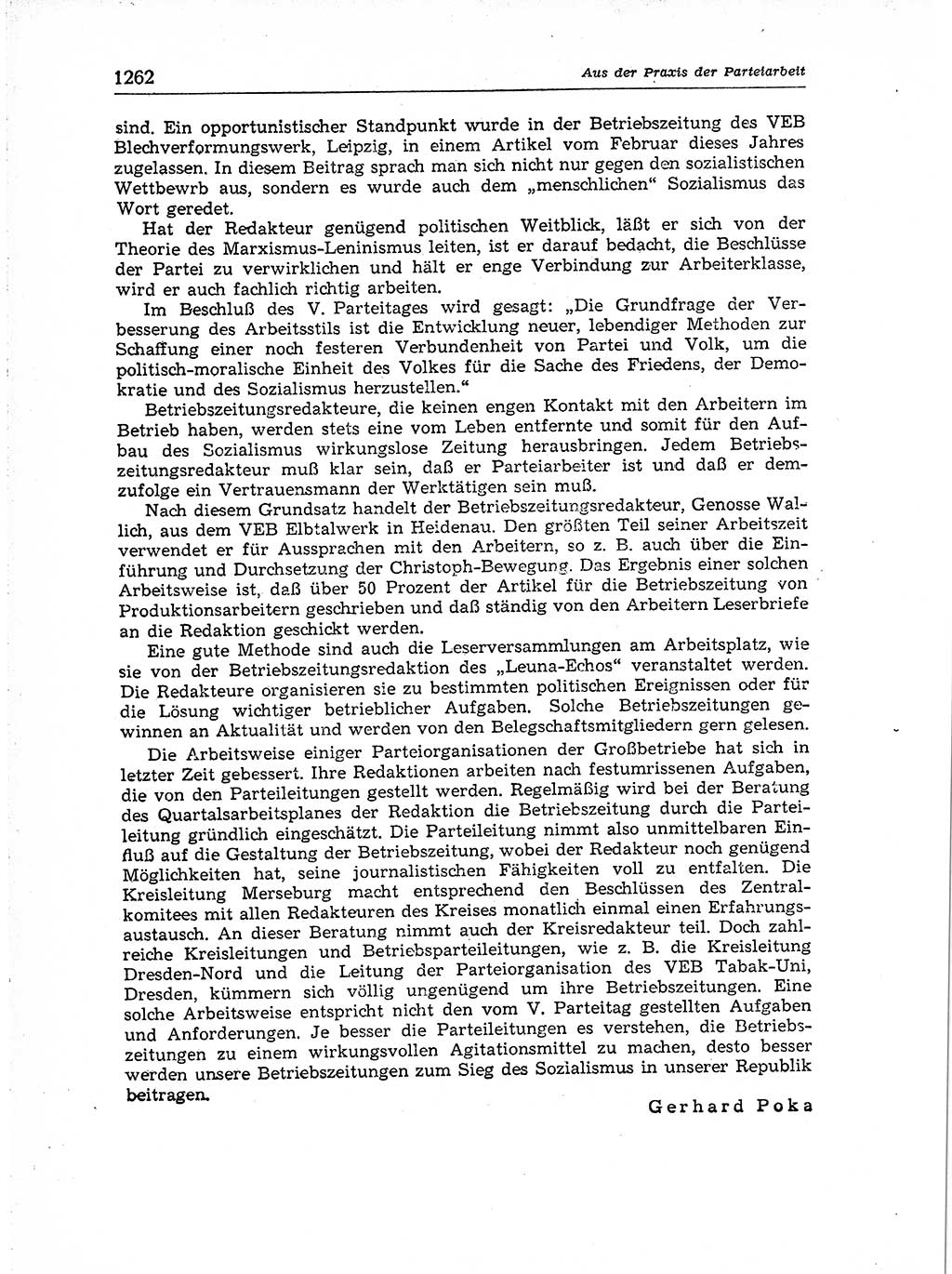 Neuer Weg (NW), Organ des Zentralkomitees (ZK) der SED (Sozialistische Einheitspartei Deutschlands) für Fragen des Parteiaufbaus und des Parteilebens, [Deutsche Demokratische Republik (DDR)] 13. Jahrgang 1958, Seite 1262 (NW ZK SED DDR 1958, S. 1262)