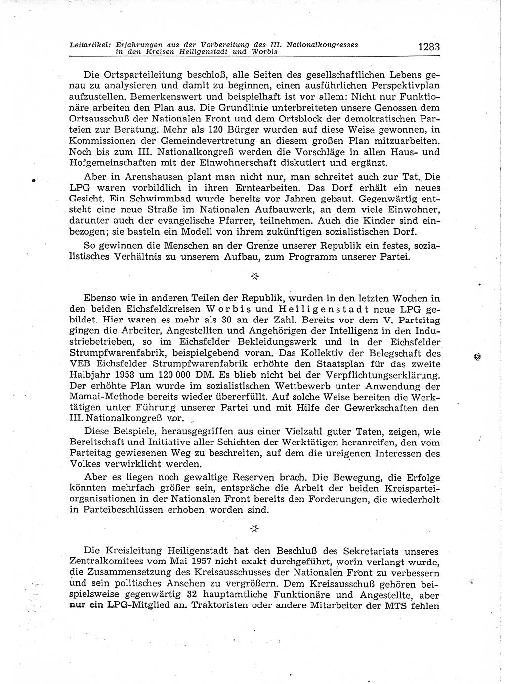 Neuer Weg (NW), Organ des Zentralkomitees (ZK) der SED (Sozialistische Einheitspartei Deutschlands) für Fragen des Parteiaufbaus und des Parteilebens, [Deutsche Demokratische Republik (DDR)] 13. Jahrgang 1958, Seite 1283 (NW ZK SED DDR 1958, S. 1283)