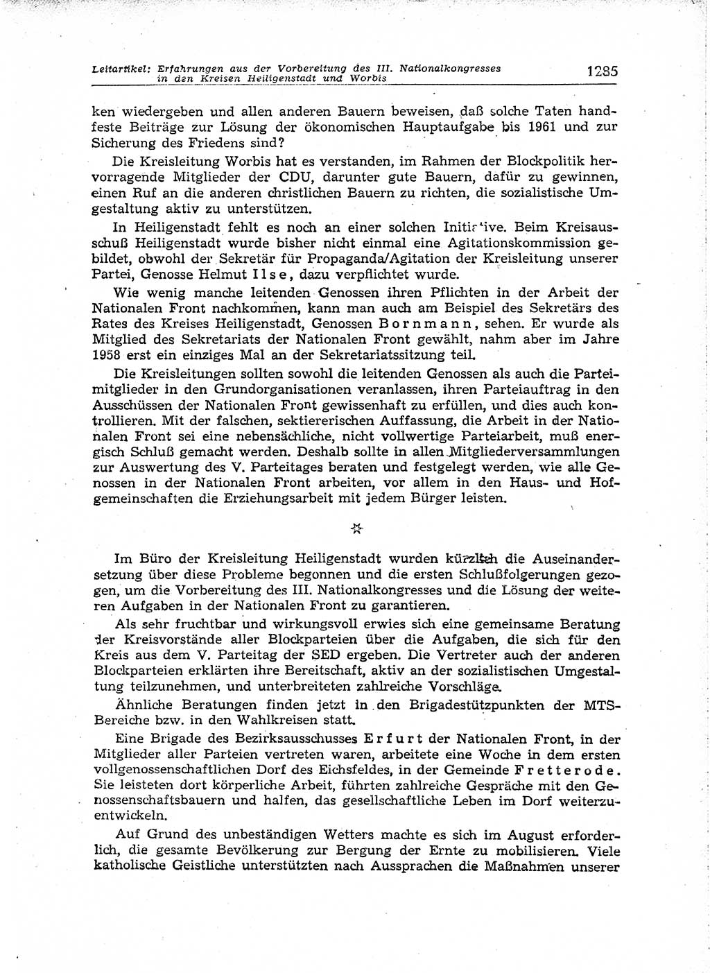 Neuer Weg (NW), Organ des Zentralkomitees (ZK) der SED (Sozialistische Einheitspartei Deutschlands) für Fragen des Parteiaufbaus und des Parteilebens, [Deutsche Demokratische Republik (DDR)] 13. Jahrgang 1958, Seite 1285 (NW ZK SED DDR 1958, S. 1285)