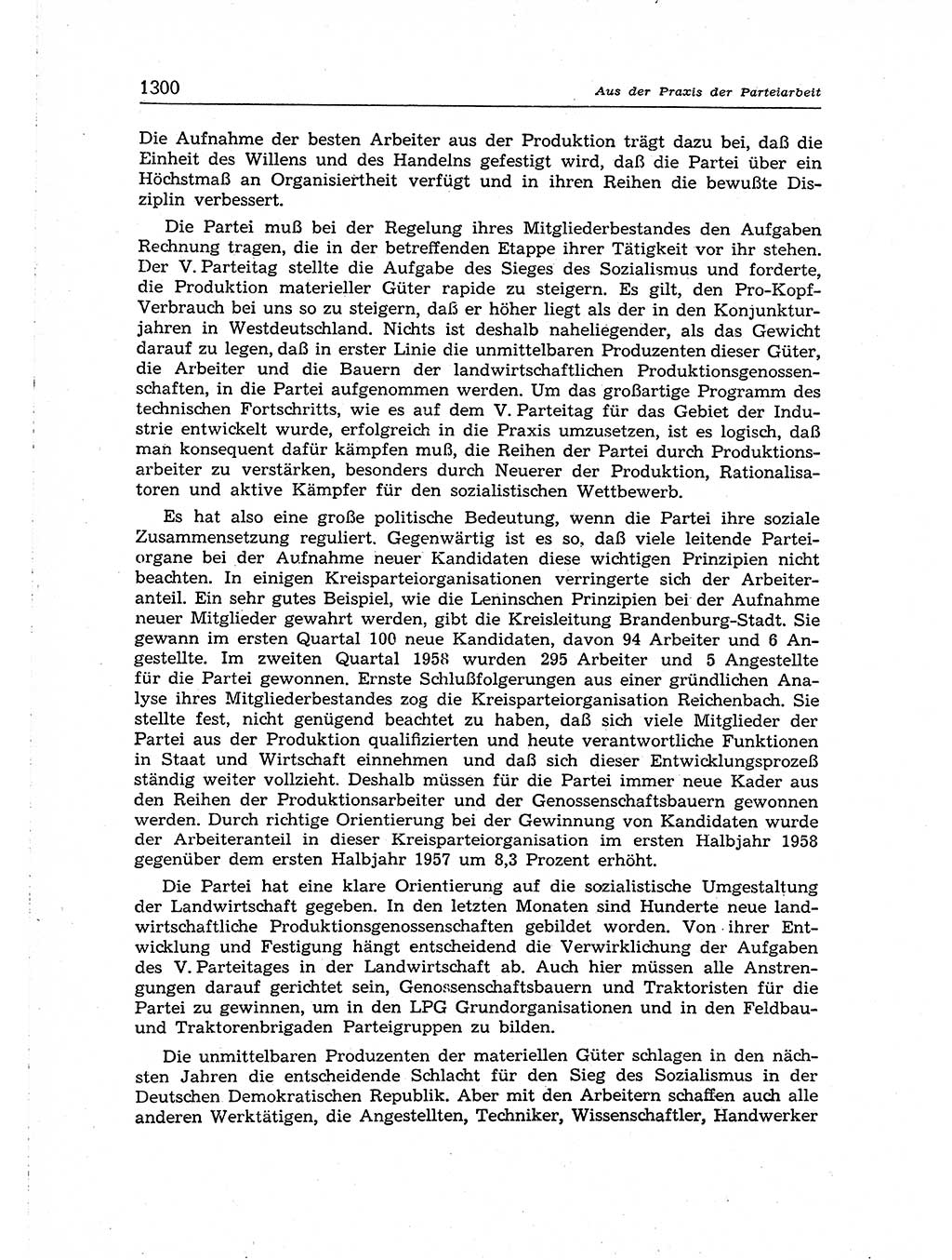 Neuer Weg (NW), Organ des Zentralkomitees (ZK) der SED (Sozialistische Einheitspartei Deutschlands) für Fragen des Parteiaufbaus und des Parteilebens, [Deutsche Demokratische Republik (DDR)] 13. Jahrgang 1958, Seite 1300 (NW ZK SED DDR 1958, S. 1300)