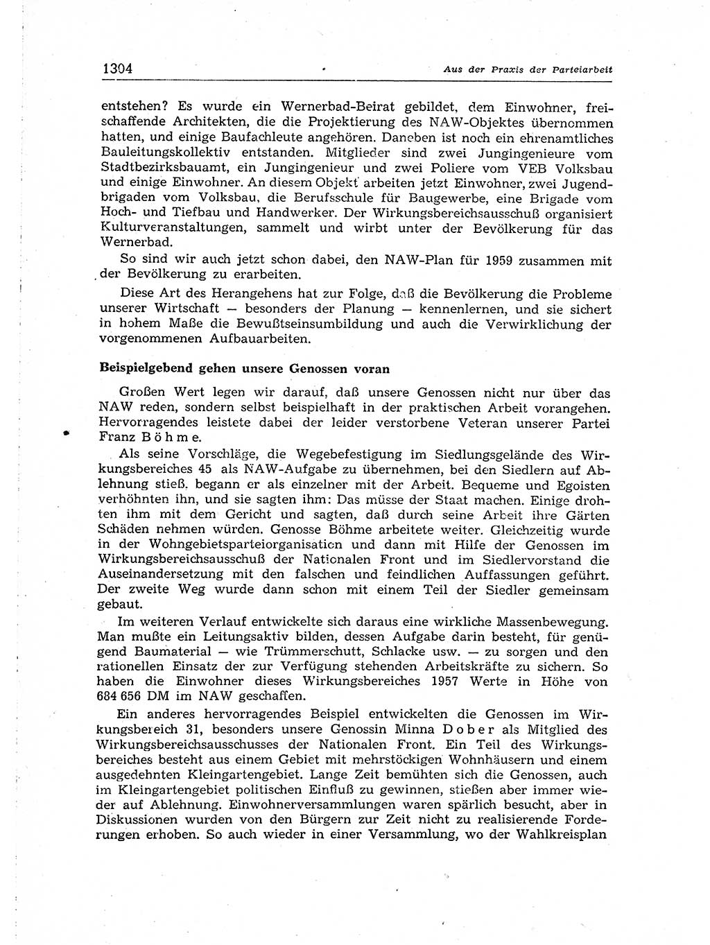 Neuer Weg (NW), Organ des Zentralkomitees (ZK) der SED (Sozialistische Einheitspartei Deutschlands) für Fragen des Parteiaufbaus und des Parteilebens, [Deutsche Demokratische Republik (DDR)] 13. Jahrgang 1958, Seite 1304 (NW ZK SED DDR 1958, S. 1304)