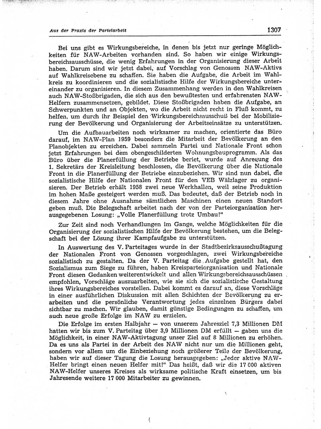 Neuer Weg (NW), Organ des Zentralkomitees (ZK) der SED (Sozialistische Einheitspartei Deutschlands) für Fragen des Parteiaufbaus und des Parteilebens, [Deutsche Demokratische Republik (DDR)] 13. Jahrgang 1958, Seite 1307 (NW ZK SED DDR 1958, S. 1307)