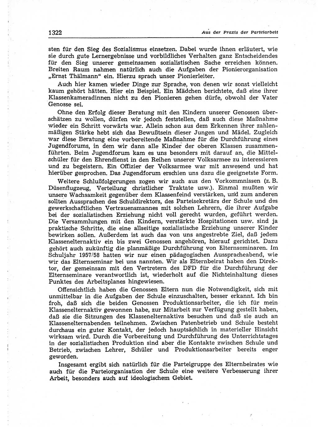 Neuer Weg (NW), Organ des Zentralkomitees (ZK) der SED (Sozialistische Einheitspartei Deutschlands) für Fragen des Parteiaufbaus und des Parteilebens, [Deutsche Demokratische Republik (DDR)] 13. Jahrgang 1958, Seite 1322 (NW ZK SED DDR 1958, S. 1322)