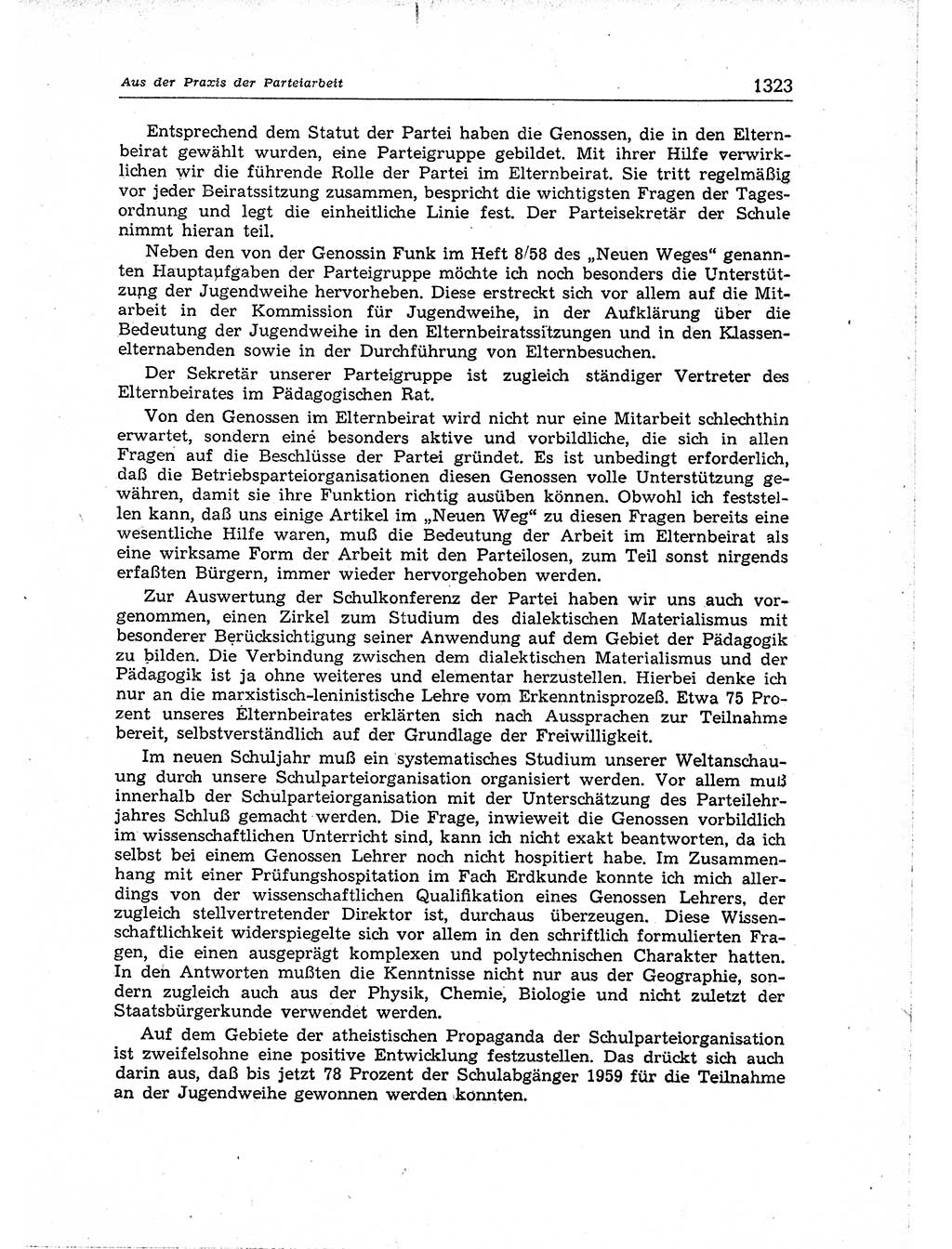 Neuer Weg (NW), Organ des Zentralkomitees (ZK) der SED (Sozialistische Einheitspartei Deutschlands) für Fragen des Parteiaufbaus und des Parteilebens, [Deutsche Demokratische Republik (DDR)] 13. Jahrgang 1958, Seite 1323 (NW ZK SED DDR 1958, S. 1323)