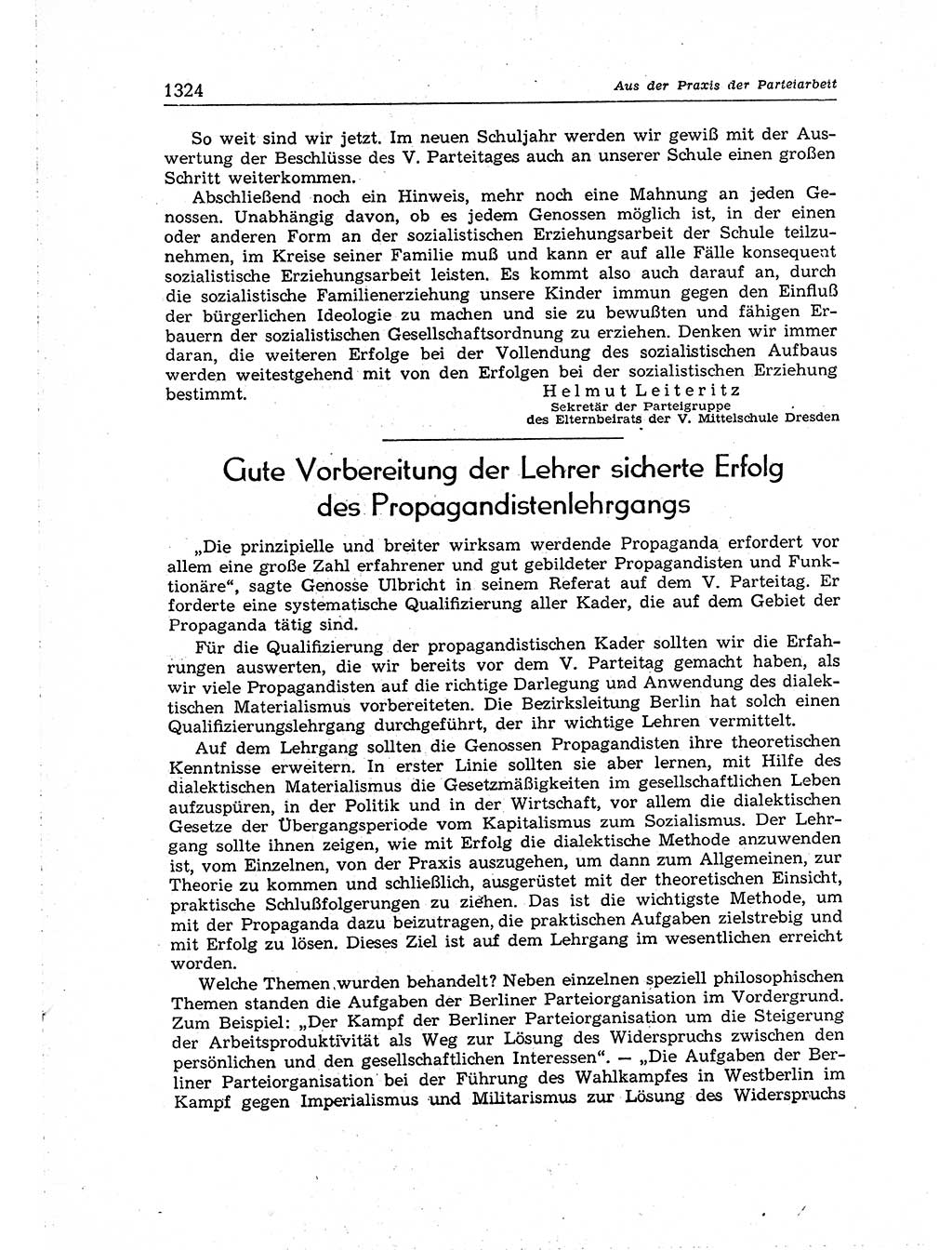 Neuer Weg (NW), Organ des Zentralkomitees (ZK) der SED (Sozialistische Einheitspartei Deutschlands) für Fragen des Parteiaufbaus und des Parteilebens, [Deutsche Demokratische Republik (DDR)] 13. Jahrgang 1958, Seite 1324 (NW ZK SED DDR 1958, S. 1324)