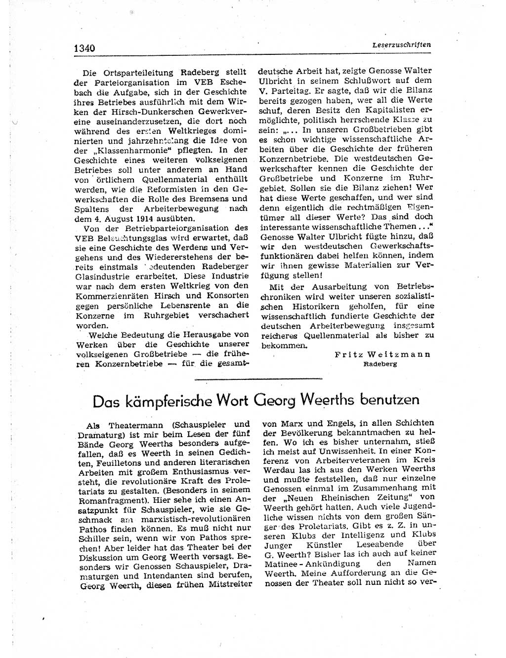 Neuer Weg (NW), Organ des Zentralkomitees (ZK) der SED (Sozialistische Einheitspartei Deutschlands) für Fragen des Parteiaufbaus und des Parteilebens, [Deutsche Demokratische Republik (DDR)] 13. Jahrgang 1958, Seite 1340 (NW ZK SED DDR 1958, S. 1340)