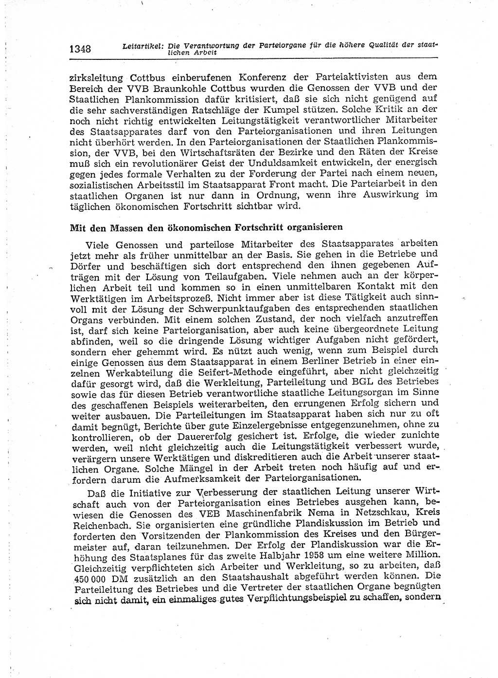 Neuer Weg (NW), Organ des Zentralkomitees (ZK) der SED (Sozialistische Einheitspartei Deutschlands) für Fragen des Parteiaufbaus und des Parteilebens, [Deutsche Demokratische Republik (DDR)] 13. Jahrgang 1958, Seite 1348 (NW ZK SED DDR 1958, S. 1348)