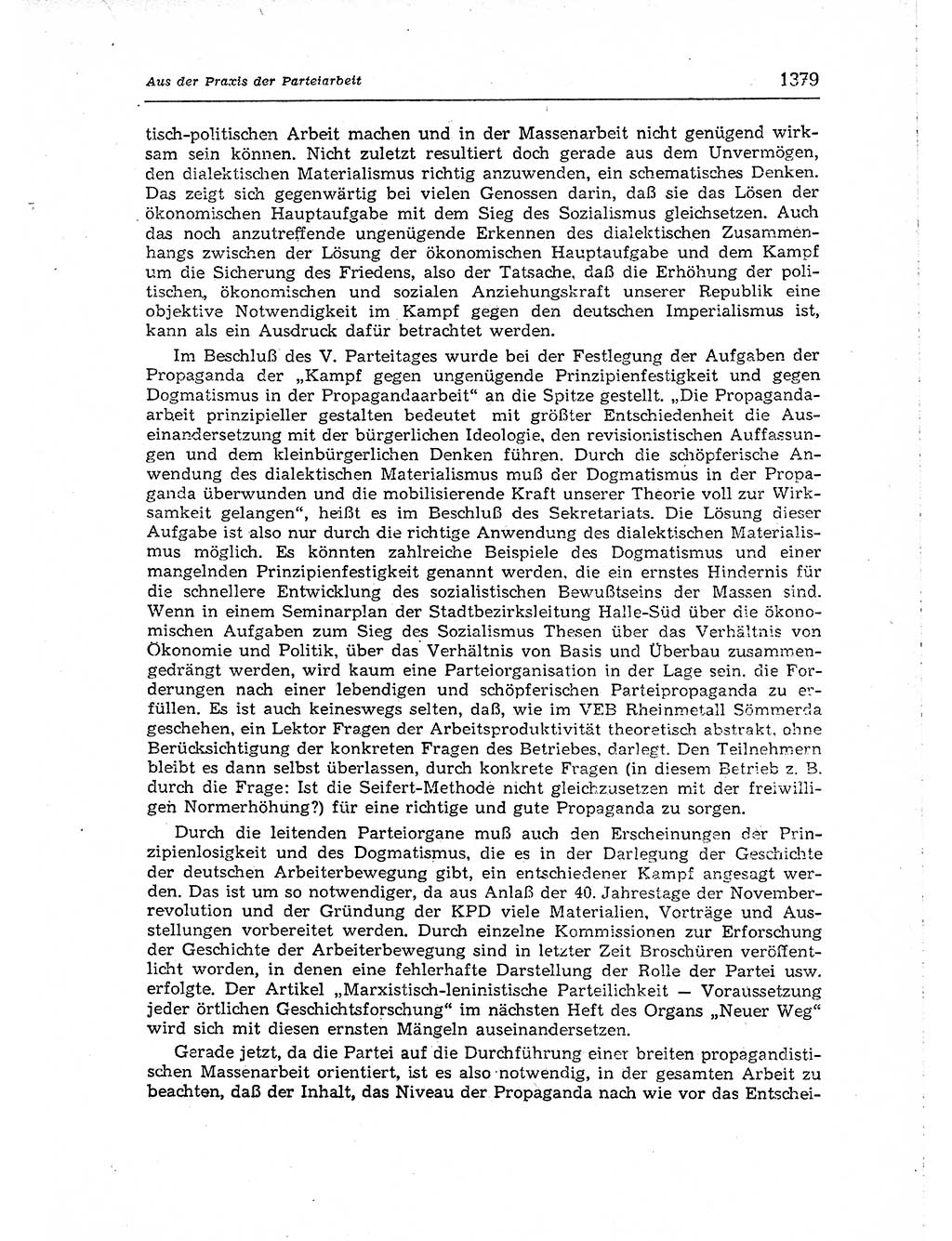 Neuer Weg (NW), Organ des Zentralkomitees (ZK) der SED (Sozialistische Einheitspartei Deutschlands) für Fragen des Parteiaufbaus und des Parteilebens, [Deutsche Demokratische Republik (DDR)] 13. Jahrgang 1958, Seite 1379 (NW ZK SED DDR 1958, S. 1379)