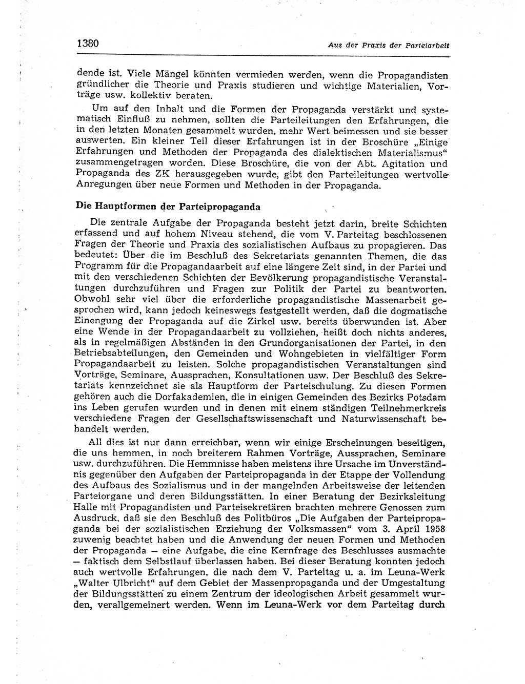 Neuer Weg (NW), Organ des Zentralkomitees (ZK) der SED (Sozialistische Einheitspartei Deutschlands) für Fragen des Parteiaufbaus und des Parteilebens, [Deutsche Demokratische Republik (DDR)] 13. Jahrgang 1958, Seite 1380 (NW ZK SED DDR 1958, S. 1380)