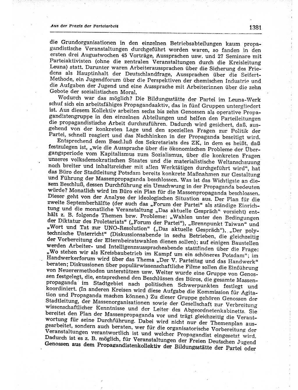Neuer Weg (NW), Organ des Zentralkomitees (ZK) der SED (Sozialistische Einheitspartei Deutschlands) für Fragen des Parteiaufbaus und des Parteilebens, [Deutsche Demokratische Republik (DDR)] 13. Jahrgang 1958, Seite 1381 (NW ZK SED DDR 1958, S. 1381)