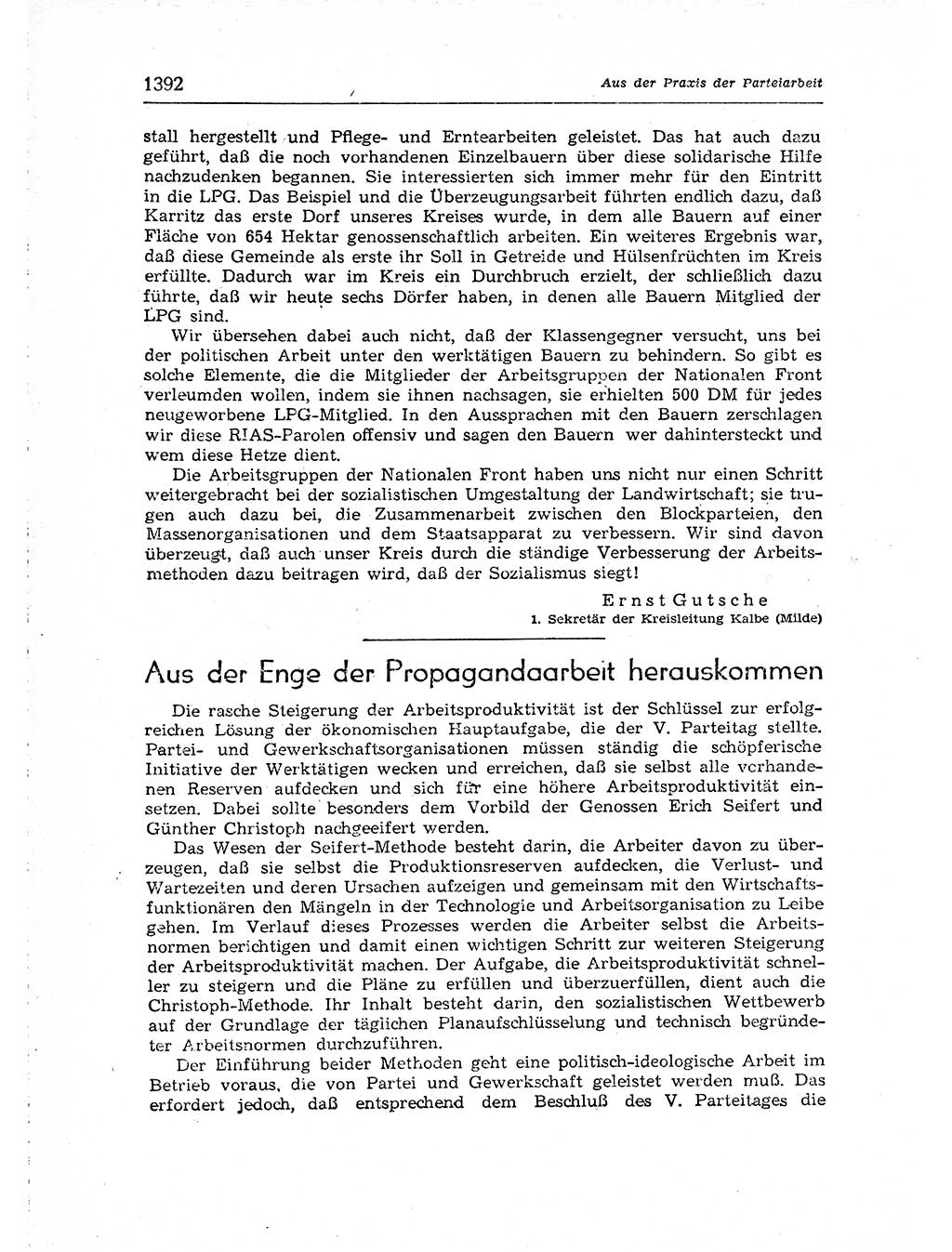 Neuer Weg (NW), Organ des Zentralkomitees (ZK) der SED (Sozialistische Einheitspartei Deutschlands) für Fragen des Parteiaufbaus und des Parteilebens, [Deutsche Demokratische Republik (DDR)] 13. Jahrgang 1958, Seite 1392 (NW ZK SED DDR 1958, S. 1392)