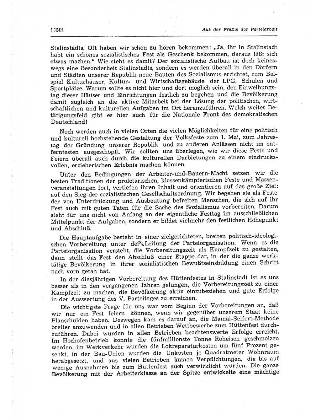 Neuer Weg (NW), Organ des Zentralkomitees (ZK) der SED (Sozialistische Einheitspartei Deutschlands) für Fragen des Parteiaufbaus und des Parteilebens, [Deutsche Demokratische Republik (DDR)] 13. Jahrgang 1958, Seite 1398 (NW ZK SED DDR 1958, S. 1398)