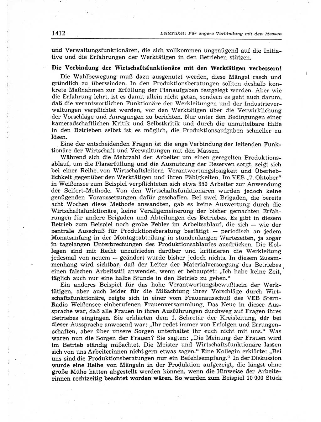 Neuer Weg (NW), Organ des Zentralkomitees (ZK) der SED (Sozialistische Einheitspartei Deutschlands) für Fragen des Parteiaufbaus und des Parteilebens, [Deutsche Demokratische Republik (DDR)] 13. Jahrgang 1958, Seite 1412 (NW ZK SED DDR 1958, S. 1412)