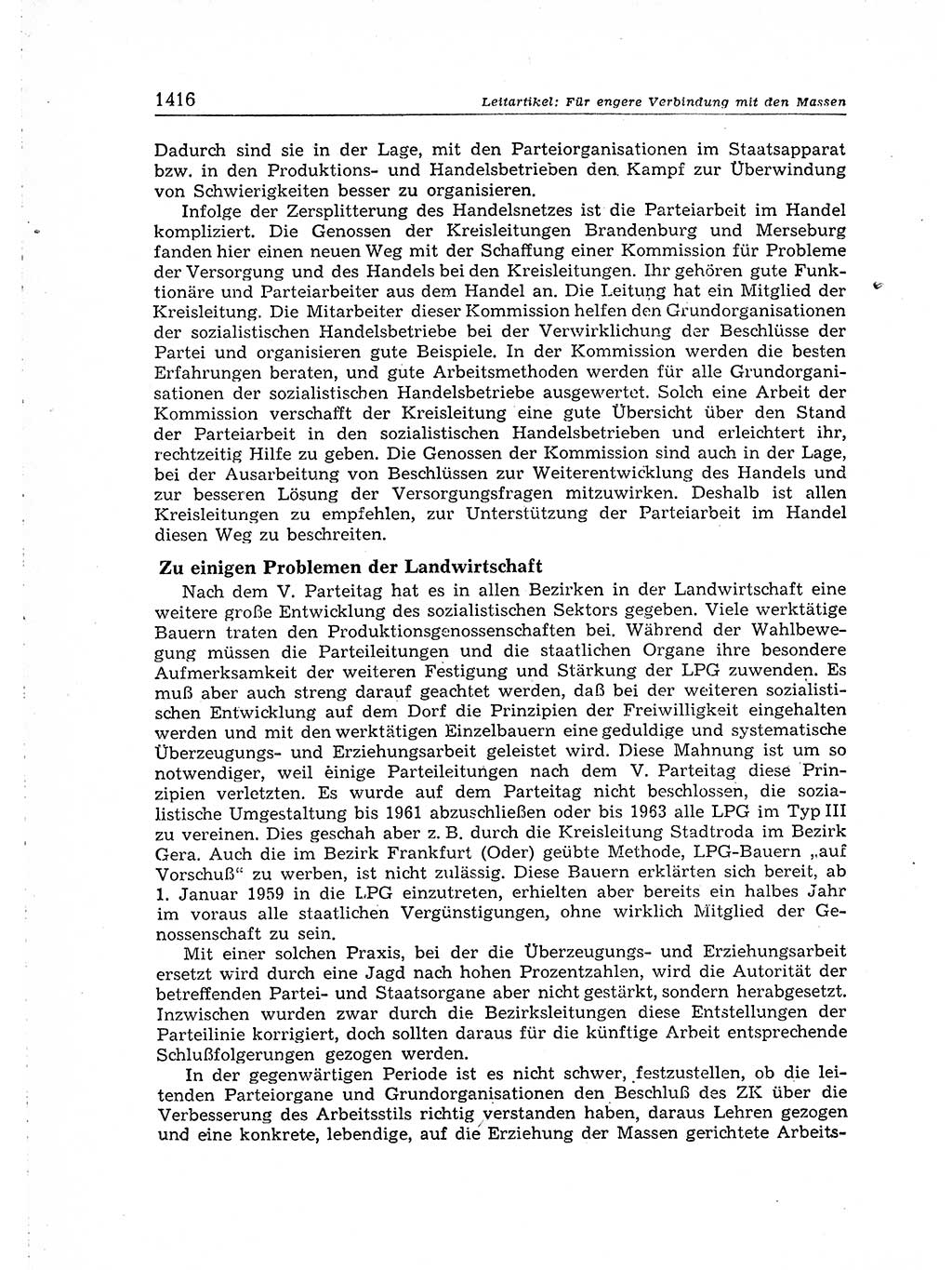 Neuer Weg (NW), Organ des Zentralkomitees (ZK) der SED (Sozialistische Einheitspartei Deutschlands) für Fragen des Parteiaufbaus und des Parteilebens, [Deutsche Demokratische Republik (DDR)] 13. Jahrgang 1958, Seite 1416 (NW ZK SED DDR 1958, S. 1416)