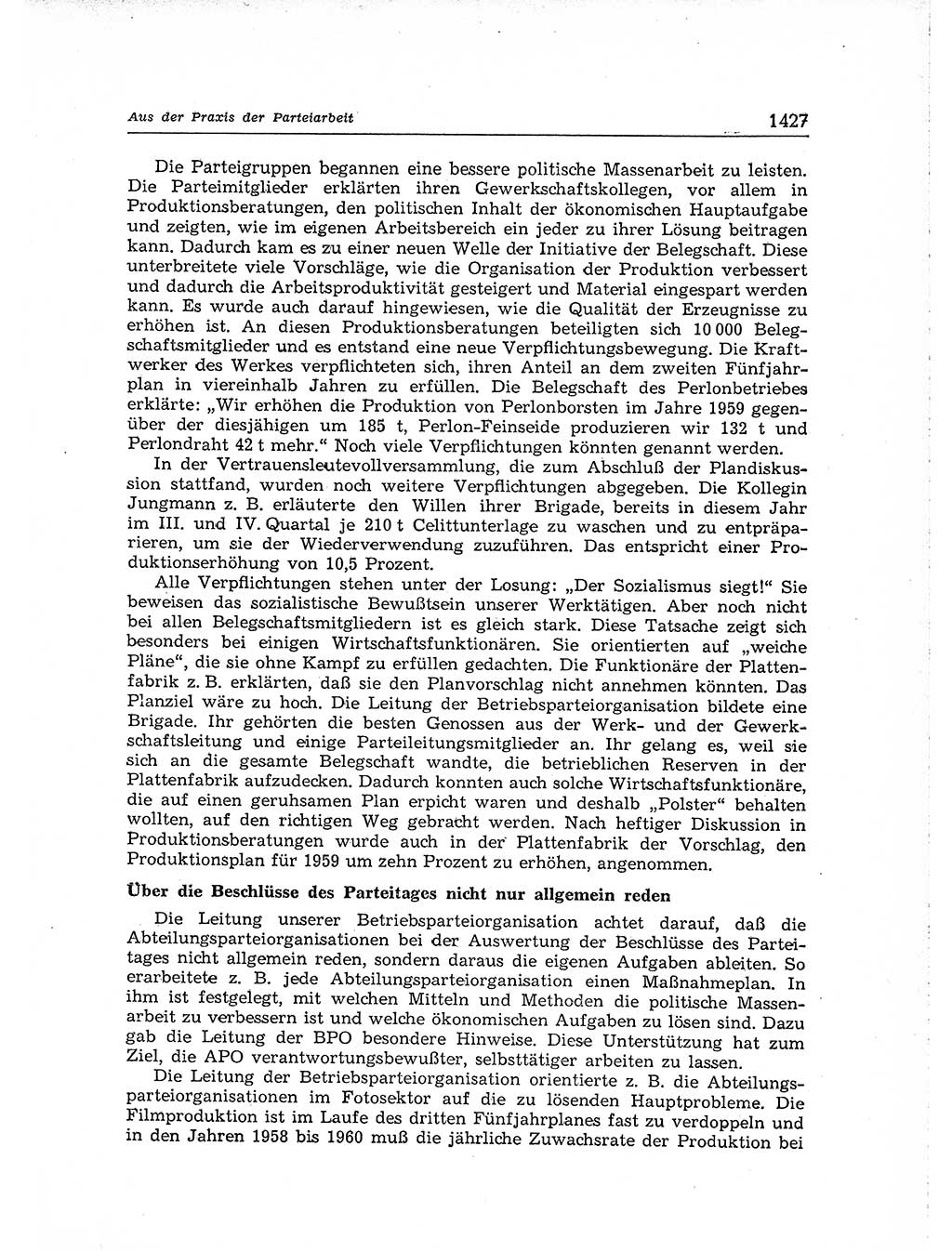 Neuer Weg (NW), Organ des Zentralkomitees (ZK) der SED (Sozialistische Einheitspartei Deutschlands) für Fragen des Parteiaufbaus und des Parteilebens, [Deutsche Demokratische Republik (DDR)] 13. Jahrgang 1958, Seite 1427 (NW ZK SED DDR 1958, S. 1427)