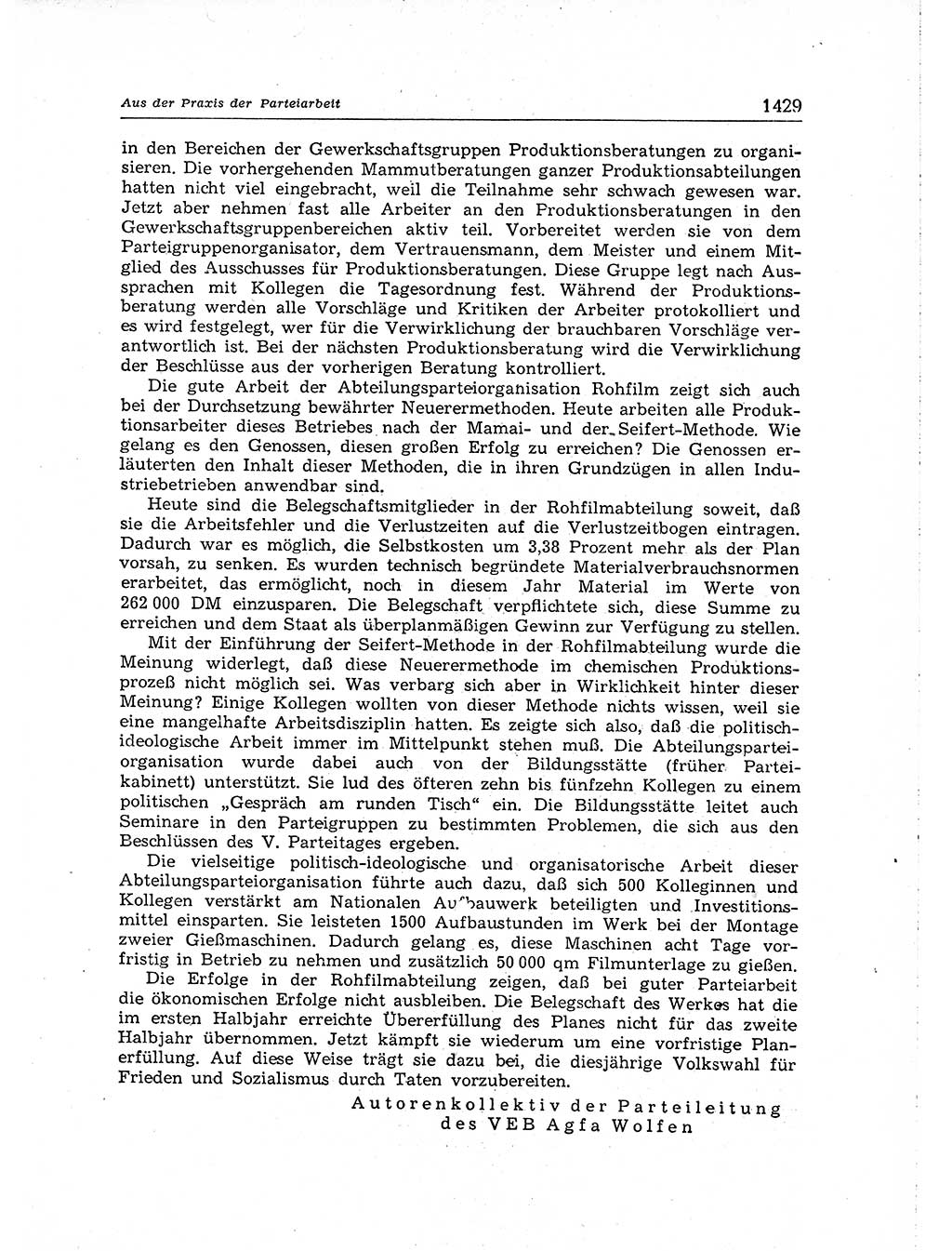 Neuer Weg (NW), Organ des Zentralkomitees (ZK) der SED (Sozialistische Einheitspartei Deutschlands) für Fragen des Parteiaufbaus und des Parteilebens, [Deutsche Demokratische Republik (DDR)] 13. Jahrgang 1958, Seite 1429 (NW ZK SED DDR 1958, S. 1429)