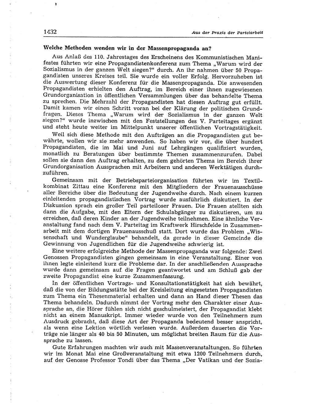 Neuer Weg (NW), Organ des Zentralkomitees (ZK) der SED (Sozialistische Einheitspartei Deutschlands) für Fragen des Parteiaufbaus und des Parteilebens, [Deutsche Demokratische Republik (DDR)] 13. Jahrgang 1958, Seite 1432 (NW ZK SED DDR 1958, S. 1432)