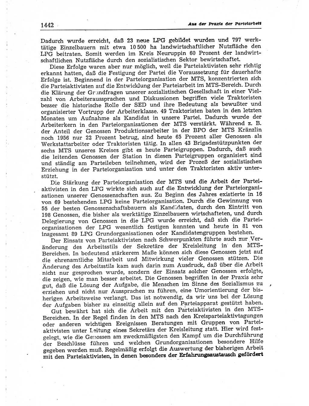 Neuer Weg (NW), Organ des Zentralkomitees (ZK) der SED (Sozialistische Einheitspartei Deutschlands) für Fragen des Parteiaufbaus und des Parteilebens, [Deutsche Demokratische Republik (DDR)] 13. Jahrgang 1958, Seite 1442 (NW ZK SED DDR 1958, S. 1442)