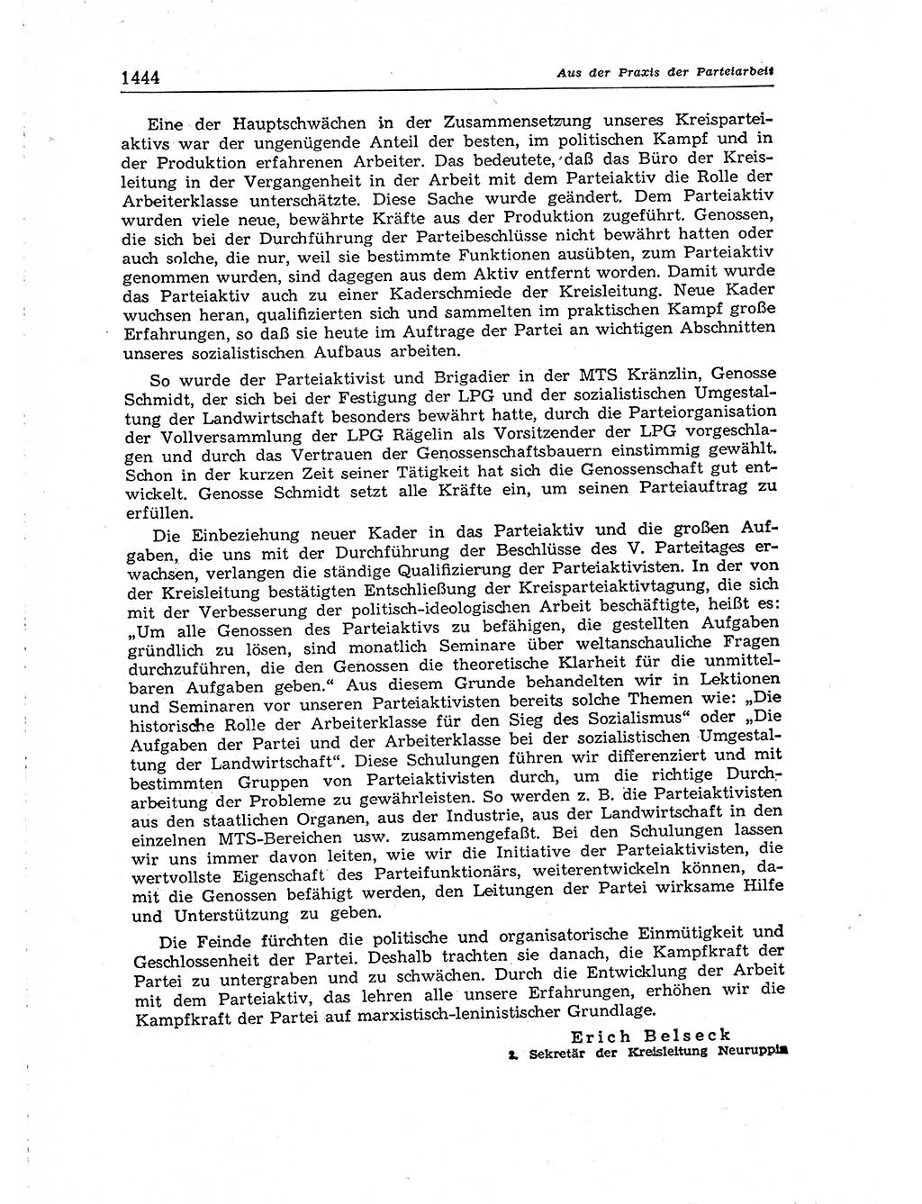 Neuer Weg (NW), Organ des Zentralkomitees (ZK) der SED (Sozialistische Einheitspartei Deutschlands) für Fragen des Parteiaufbaus und des Parteilebens, [Deutsche Demokratische Republik (DDR)] 13. Jahrgang 1958, Seite 1444 (NW ZK SED DDR 1958, S. 1444)