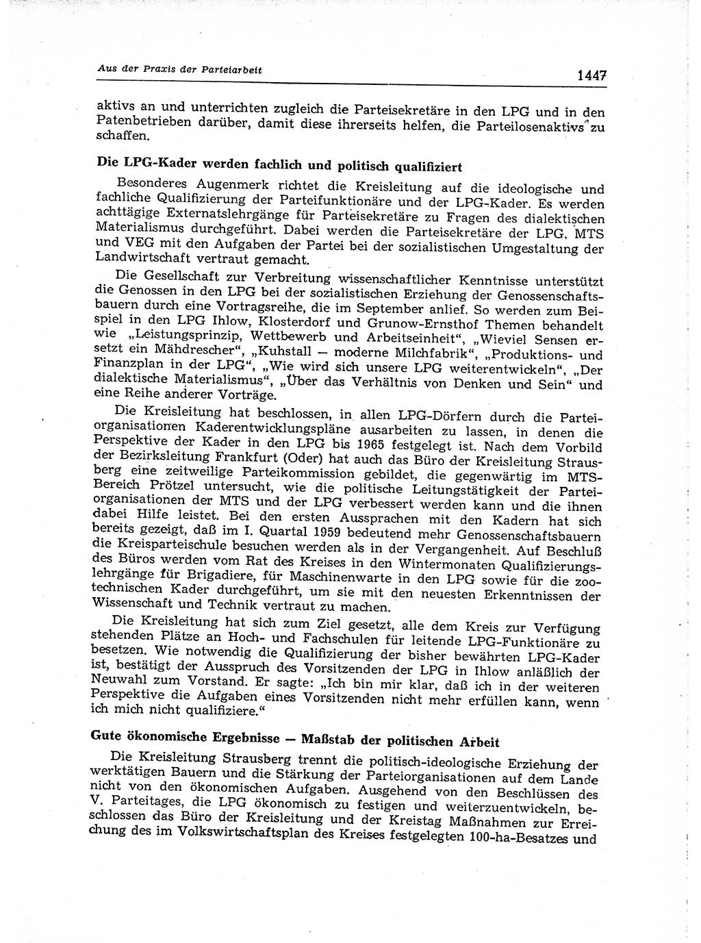 Neuer Weg (NW), Organ des Zentralkomitees (ZK) der SED (Sozialistische Einheitspartei Deutschlands) für Fragen des Parteiaufbaus und des Parteilebens, [Deutsche Demokratische Republik (DDR)] 13. Jahrgang 1958, Seite 1447 (NW ZK SED DDR 1958, S. 1447)