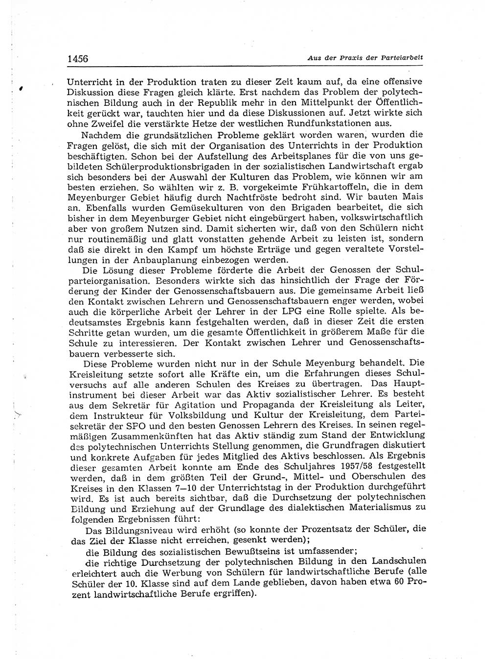 Neuer Weg (NW), Organ des Zentralkomitees (ZK) der SED (Sozialistische Einheitspartei Deutschlands) für Fragen des Parteiaufbaus und des Parteilebens, [Deutsche Demokratische Republik (DDR)] 13. Jahrgang 1958, Seite 1456 (NW ZK SED DDR 1958, S. 1456)