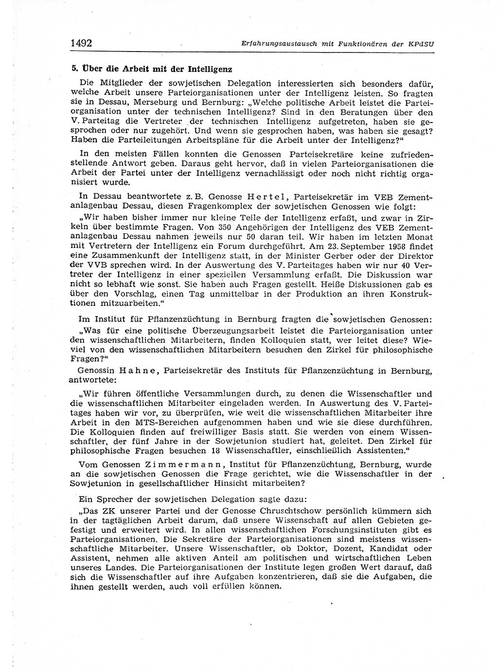 Neuer Weg (NW), Organ des Zentralkomitees (ZK) der SED (Sozialistische Einheitspartei Deutschlands) für Fragen des Parteiaufbaus und des Parteilebens, [Deutsche Demokratische Republik (DDR)] 13. Jahrgang 1958, Seite 1492 (NW ZK SED DDR 1958, S. 1492)