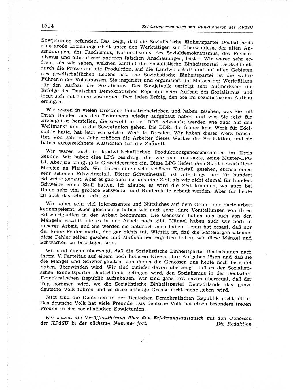 Neuer Weg (NW), Organ des Zentralkomitees (ZK) der SED (Sozialistische Einheitspartei Deutschlands) für Fragen des Parteiaufbaus und des Parteilebens, [Deutsche Demokratische Republik (DDR)] 13. Jahrgang 1958, Seite 1504 (NW ZK SED DDR 1958, S. 1504)