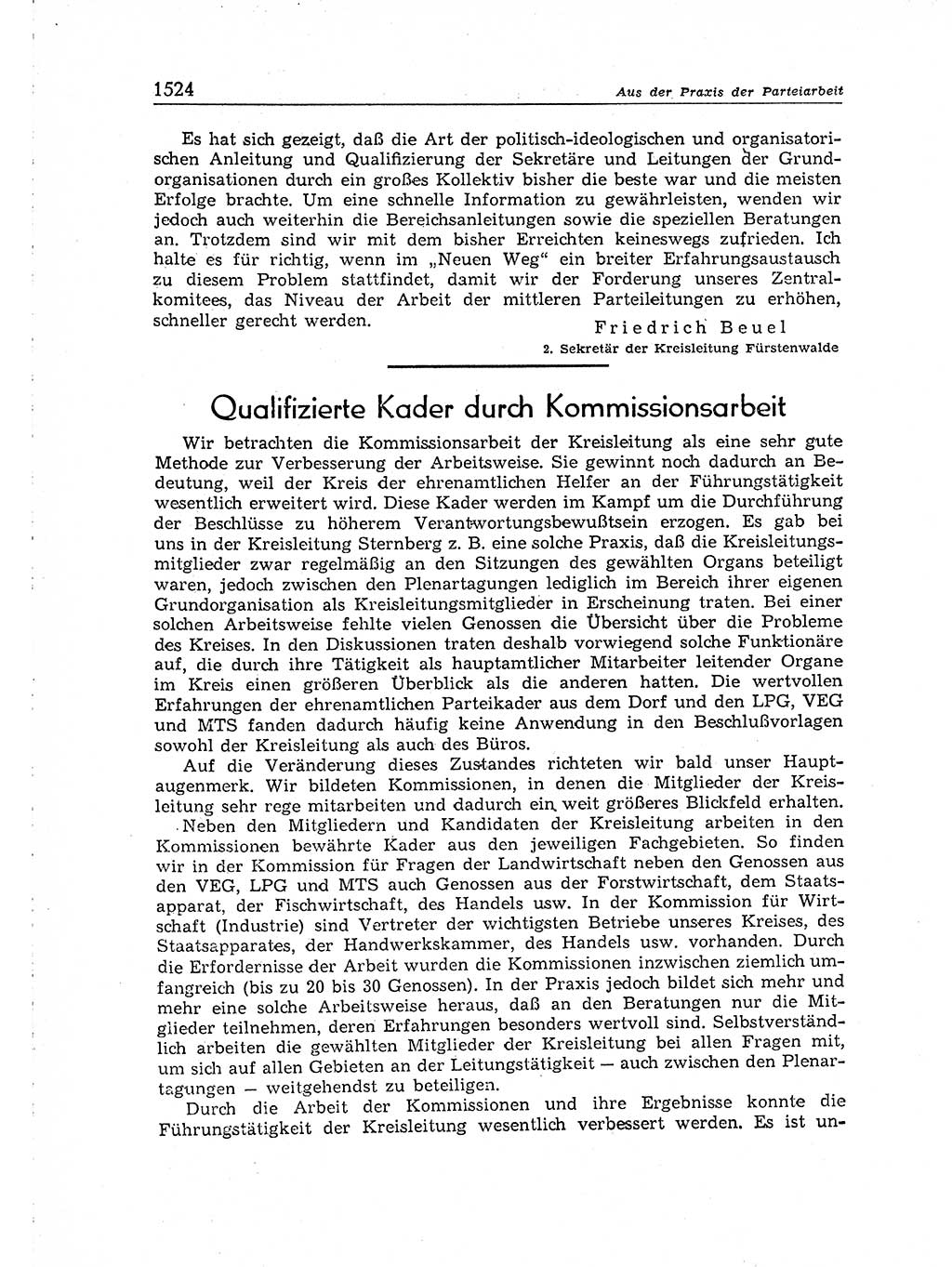 Neuer Weg (NW), Organ des Zentralkomitees (ZK) der SED (Sozialistische Einheitspartei Deutschlands) für Fragen des Parteiaufbaus und des Parteilebens, [Deutsche Demokratische Republik (DDR)] 13. Jahrgang 1958, Seite 1524 (NW ZK SED DDR 1958, S. 1524)