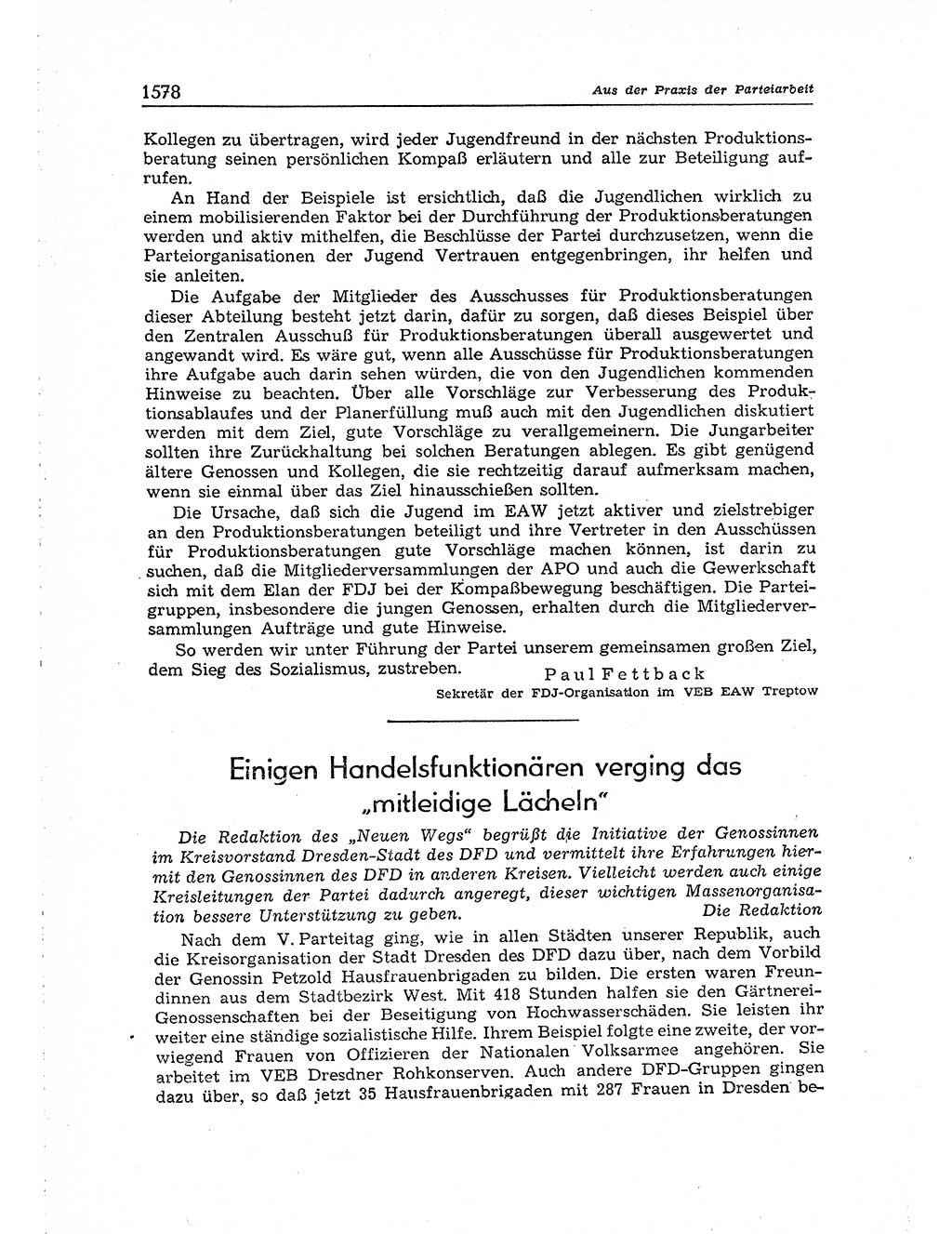 Neuer Weg (NW), Organ des Zentralkomitees (ZK) der SED (Sozialistische Einheitspartei Deutschlands) für Fragen des Parteiaufbaus und des Parteilebens, [Deutsche Demokratische Republik (DDR)] 13. Jahrgang 1958, Seite 1578 (NW ZK SED DDR 1958, S. 1578)