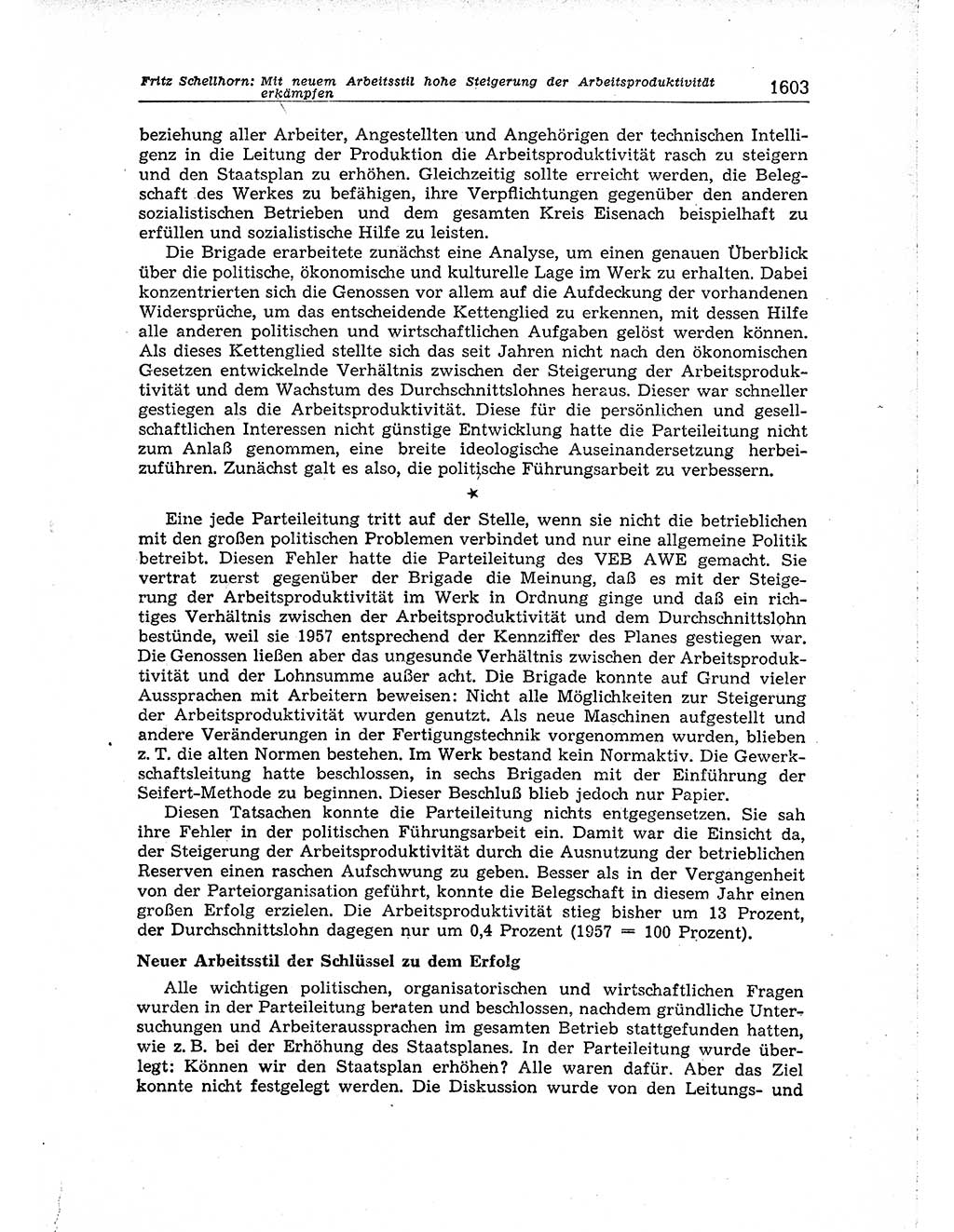 Neuer Weg (NW), Organ des Zentralkomitees (ZK) der SED (Sozialistische Einheitspartei Deutschlands) für Fragen des Parteiaufbaus und des Parteilebens, [Deutsche Demokratische Republik (DDR)] 13. Jahrgang 1958, Seite 1603 (NW ZK SED DDR 1958, S. 1603)