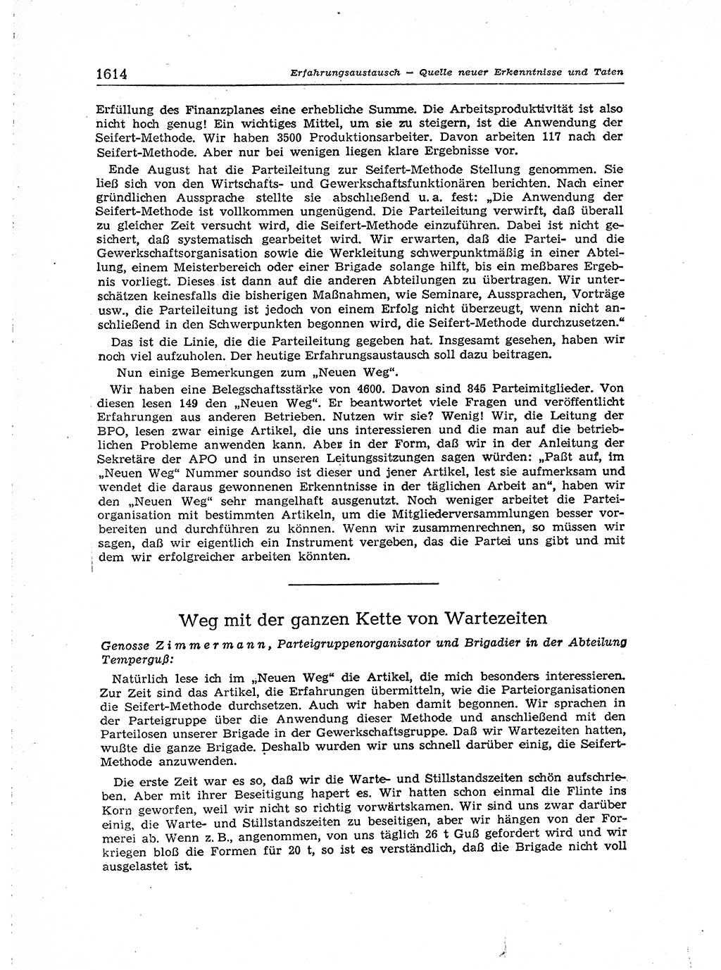 Neuer Weg (NW), Organ des Zentralkomitees (ZK) der SED (Sozialistische Einheitspartei Deutschlands) für Fragen des Parteiaufbaus und des Parteilebens, [Deutsche Demokratische Republik (DDR)] 13. Jahrgang 1958, Seite 1614 (NW ZK SED DDR 1958, S. 1614)