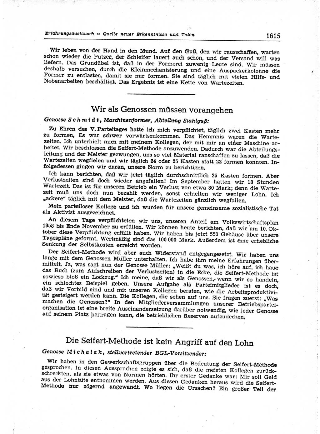 Neuer Weg (NW), Organ des Zentralkomitees (ZK) der SED (Sozialistische Einheitspartei Deutschlands) für Fragen des Parteiaufbaus und des Parteilebens, [Deutsche Demokratische Republik (DDR)] 13. Jahrgang 1958, Seite 1615 (NW ZK SED DDR 1958, S. 1615)