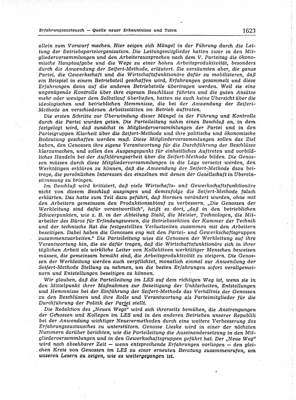 Neuer Weg (NW), Organ des Zentralkomitees (ZK) der SED (Sozialistische Einheitspartei Deutschlands) für Fragen des Parteiaufbaus und des Parteilebens, [Deutsche Demokratische Republik (DDR)] 13. Jahrgang 1958, Seite 1623 (NW ZK SED DDR 1958, S. 1623)