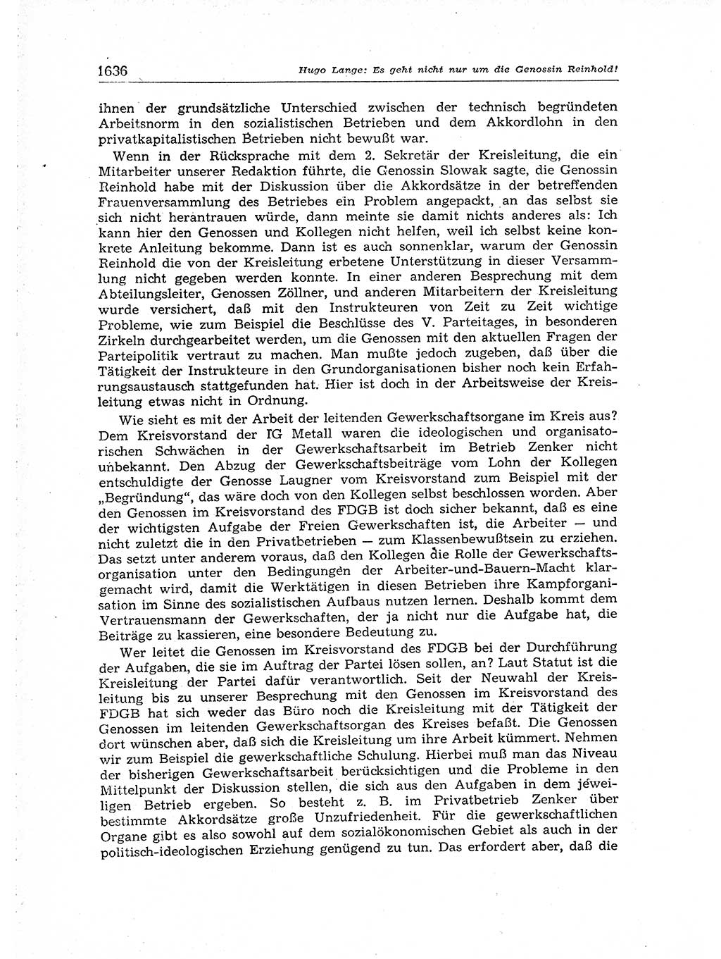 Neuer Weg (NW), Organ des Zentralkomitees (ZK) der SED (Sozialistische Einheitspartei Deutschlands) für Fragen des Parteiaufbaus und des Parteilebens, [Deutsche Demokratische Republik (DDR)] 13. Jahrgang 1958, Seite 1636 (NW ZK SED DDR 1958, S. 1636)