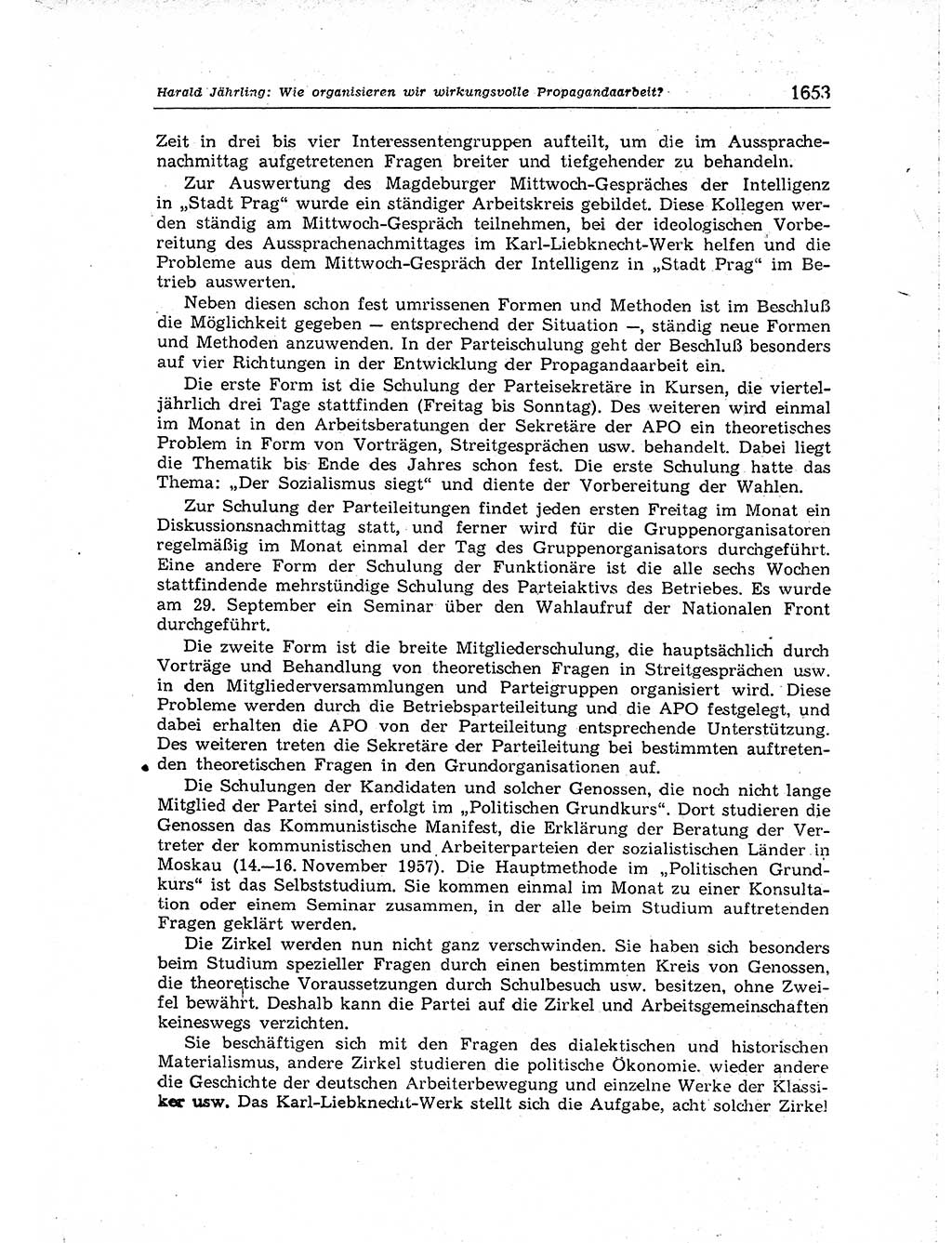 Neuer Weg (NW), Organ des Zentralkomitees (ZK) der SED (Sozialistische Einheitspartei Deutschlands) für Fragen des Parteiaufbaus und des Parteilebens, [Deutsche Demokratische Republik (DDR)] 13. Jahrgang 1958, Seite 1653 (NW ZK SED DDR 1958, S. 1653)