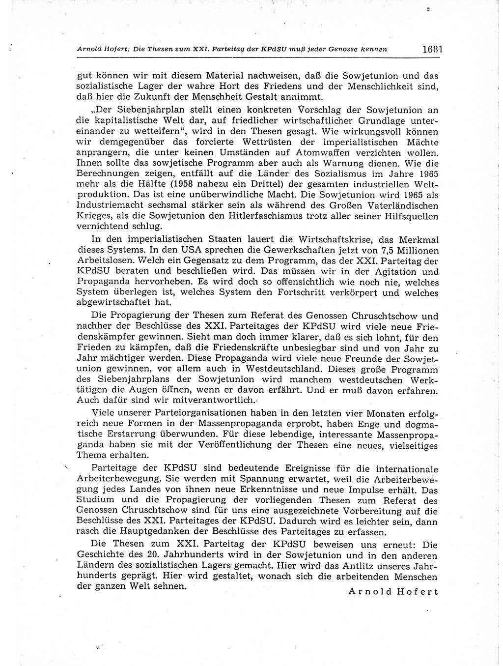 Neuer Weg (NW), Organ des Zentralkomitees (ZK) der SED (Sozialistische Einheitspartei Deutschlands) für Fragen des Parteiaufbaus und des Parteilebens, [Deutsche Demokratische Republik (DDR)] 13. Jahrgang 1958, Seite 1681 (NW ZK SED DDR 1958, S. 1681)