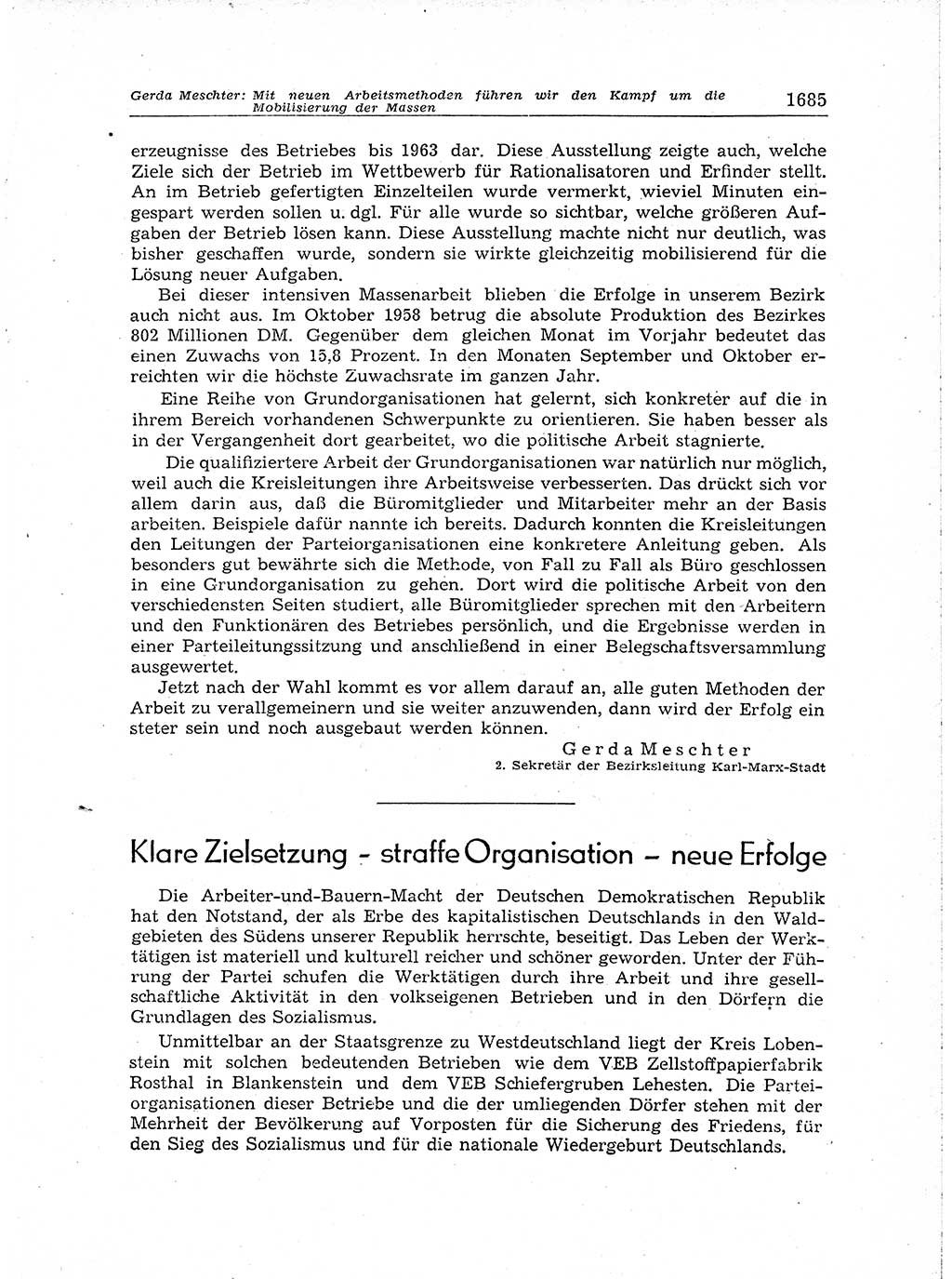 Neuer Weg (NW), Organ des Zentralkomitees (ZK) der SED (Sozialistische Einheitspartei Deutschlands) für Fragen des Parteiaufbaus und des Parteilebens, [Deutsche Demokratische Republik (DDR)] 13. Jahrgang 1958, Seite 1685 (NW ZK SED DDR 1958, S. 1685)