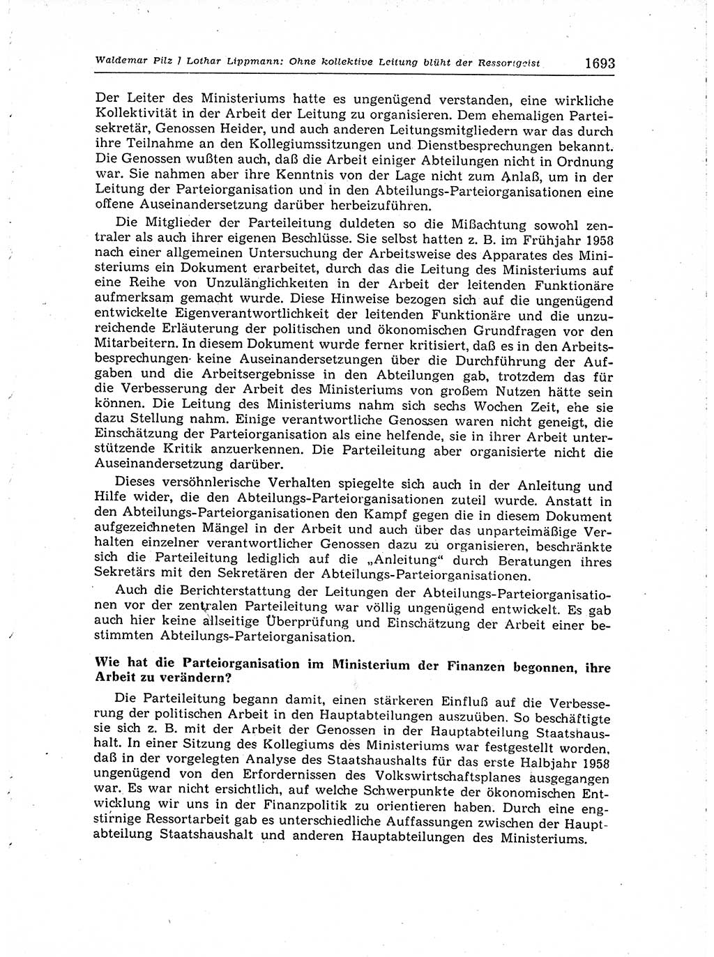 Neuer Weg (NW), Organ des Zentralkomitees (ZK) der SED (Sozialistische Einheitspartei Deutschlands) fÃ¼r Fragen des Parteiaufbaus und des Parteilebens, [Deutsche Demokratische Republik (DDR)] 13. Jahrgang 1958, Seite 1693 (NW ZK SED DDR 1958, S. 1693)