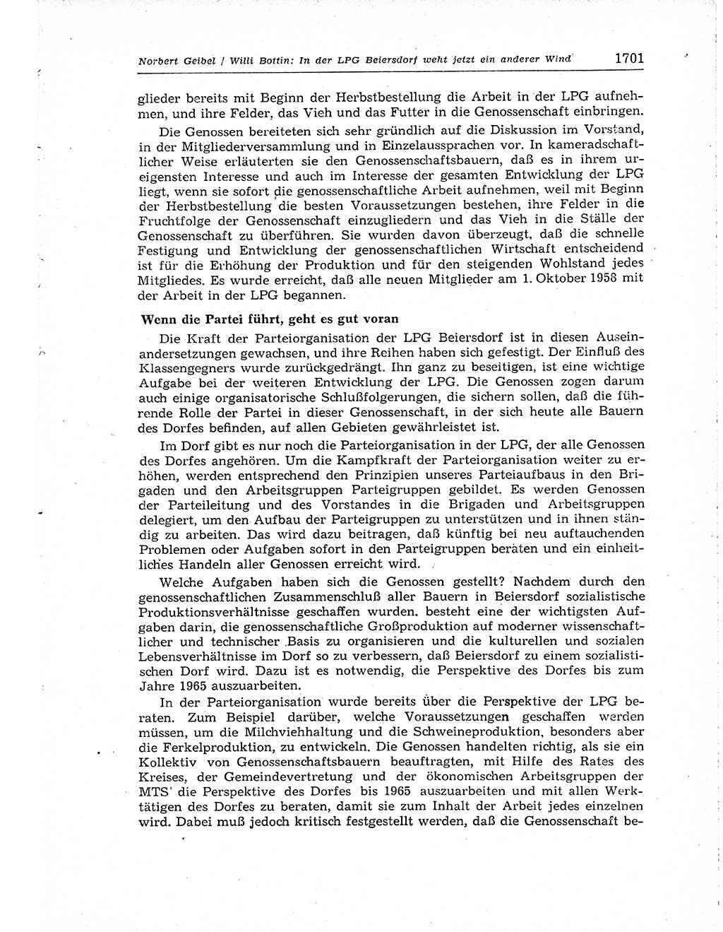 Neuer Weg (NW), Organ des Zentralkomitees (ZK) der SED (Sozialistische Einheitspartei Deutschlands) für Fragen des Parteiaufbaus und des Parteilebens, [Deutsche Demokratische Republik (DDR)] 13. Jahrgang 1958, Seite 1701 (NW ZK SED DDR 1958, S. 1701)