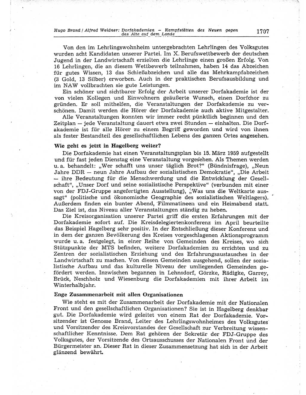 Neuer Weg (NW), Organ des Zentralkomitees (ZK) der SED (Sozialistische Einheitspartei Deutschlands) für Fragen des Parteiaufbaus und des Parteilebens, [Deutsche Demokratische Republik (DDR)] 13. Jahrgang 1958, Seite 1707 (NW ZK SED DDR 1958, S. 1707)