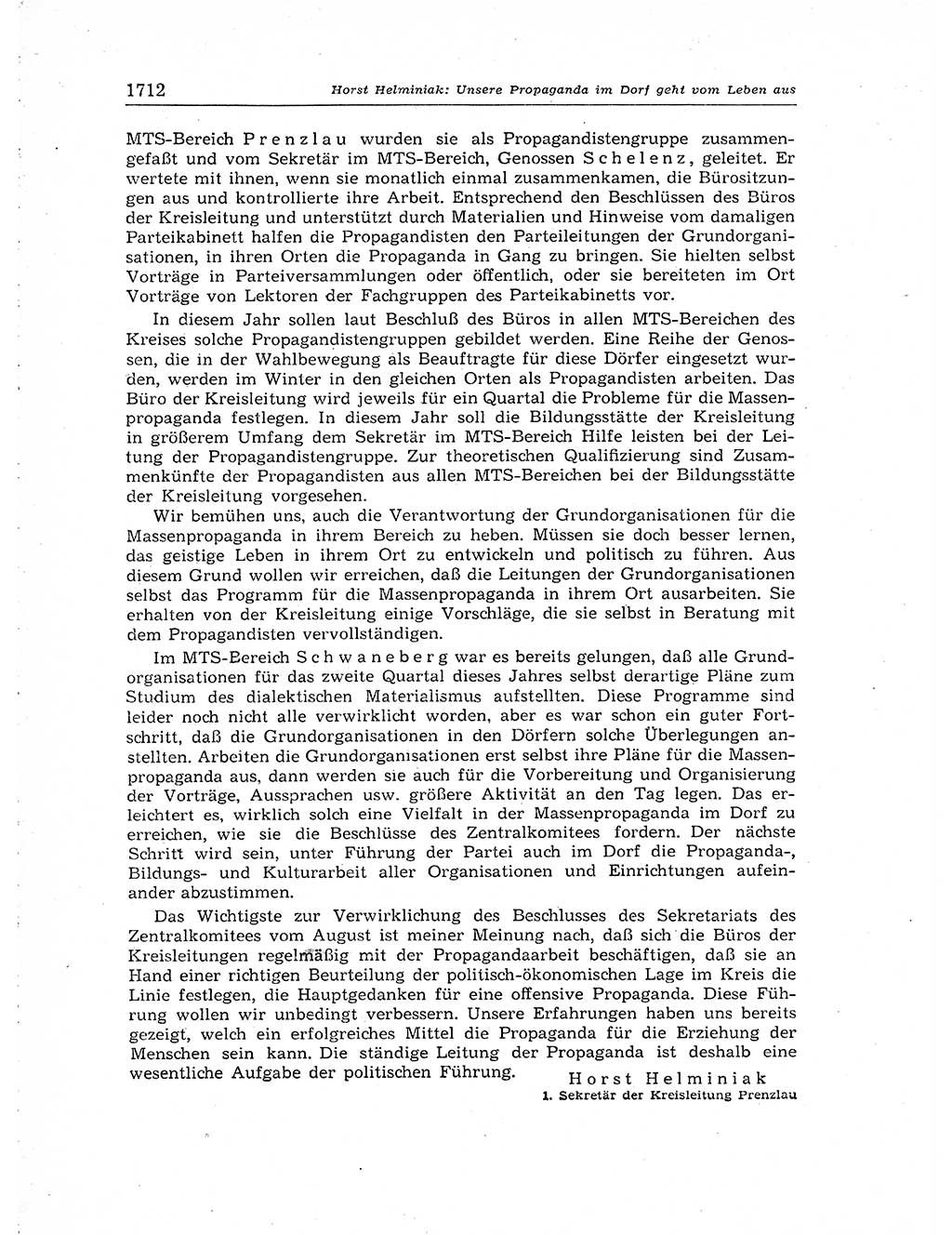 Neuer Weg (NW), Organ des Zentralkomitees (ZK) der SED (Sozialistische Einheitspartei Deutschlands) für Fragen des Parteiaufbaus und des Parteilebens, [Deutsche Demokratische Republik (DDR)] 13. Jahrgang 1958, Seite 1712 (NW ZK SED DDR 1958, S. 1712)