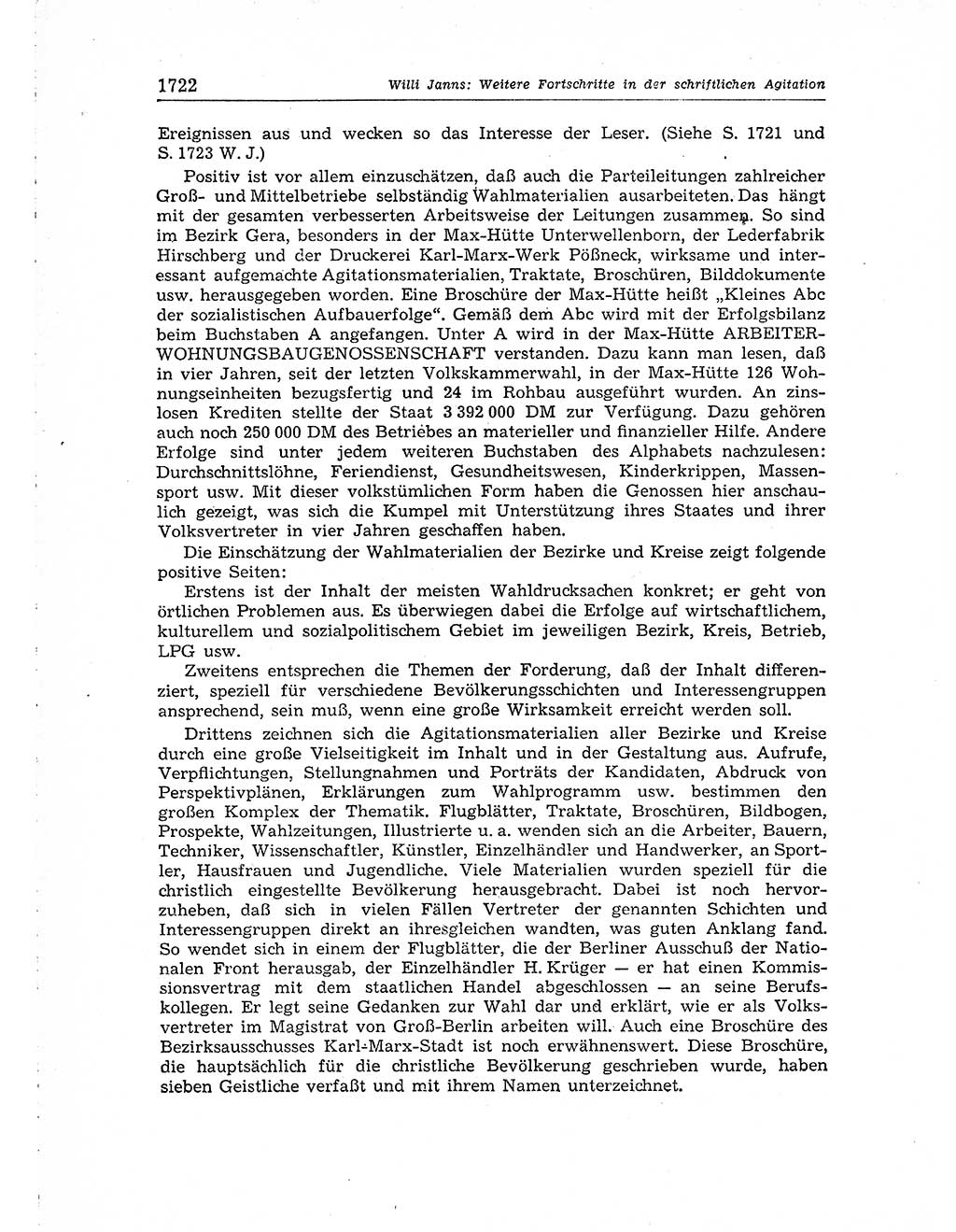 Neuer Weg (NW), Organ des Zentralkomitees (ZK) der SED (Sozialistische Einheitspartei Deutschlands) für Fragen des Parteiaufbaus und des Parteilebens, [Deutsche Demokratische Republik (DDR)] 13. Jahrgang 1958, Seite 1722 (NW ZK SED DDR 1958, S. 1722)