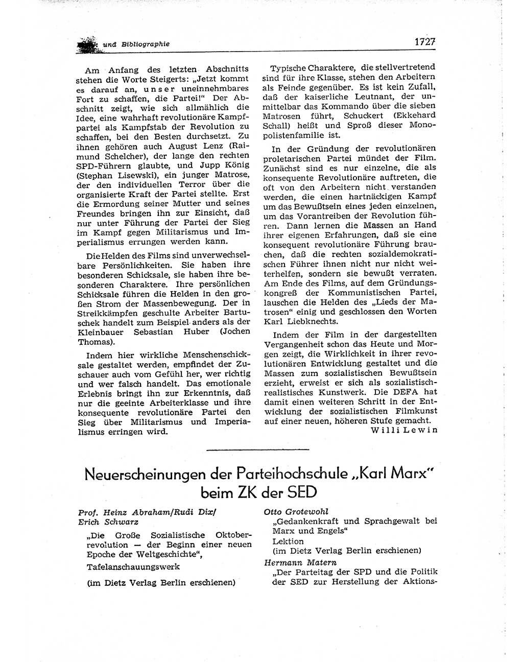 Neuer Weg (NW), Organ des Zentralkomitees (ZK) der SED (Sozialistische Einheitspartei Deutschlands) für Fragen des Parteiaufbaus und des Parteilebens, [Deutsche Demokratische Republik (DDR)] 13. Jahrgang 1958, Seite 1727 (NW ZK SED DDR 1958, S. 1727)