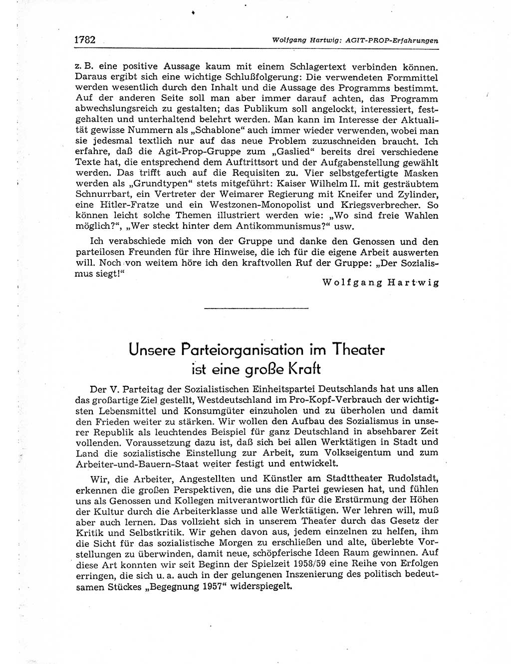 Neuer Weg (NW), Organ des Zentralkomitees (ZK) der SED (Sozialistische Einheitspartei Deutschlands) für Fragen des Parteiaufbaus und des Parteilebens, [Deutsche Demokratische Republik (DDR)] 13. Jahrgang 1958, Seite 1782 (NW ZK SED DDR 1958, S. 1782)