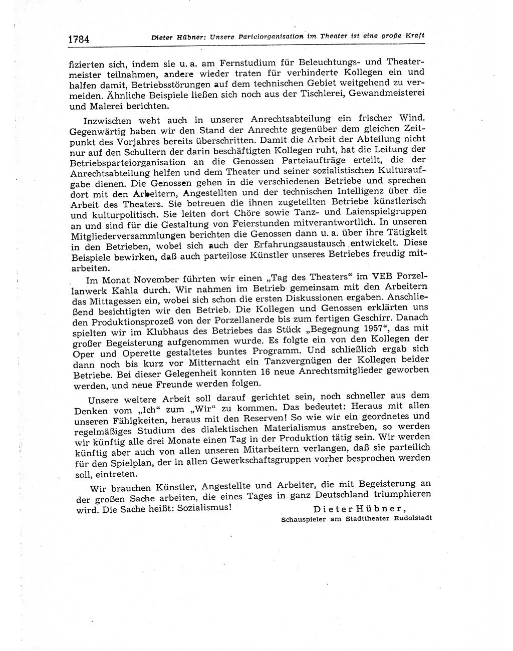 Neuer Weg (NW), Organ des Zentralkomitees (ZK) der SED (Sozialistische Einheitspartei Deutschlands) für Fragen des Parteiaufbaus und des Parteilebens, [Deutsche Demokratische Republik (DDR)] 13. Jahrgang 1958, Seite 1784 (NW ZK SED DDR 1958, S. 1784)