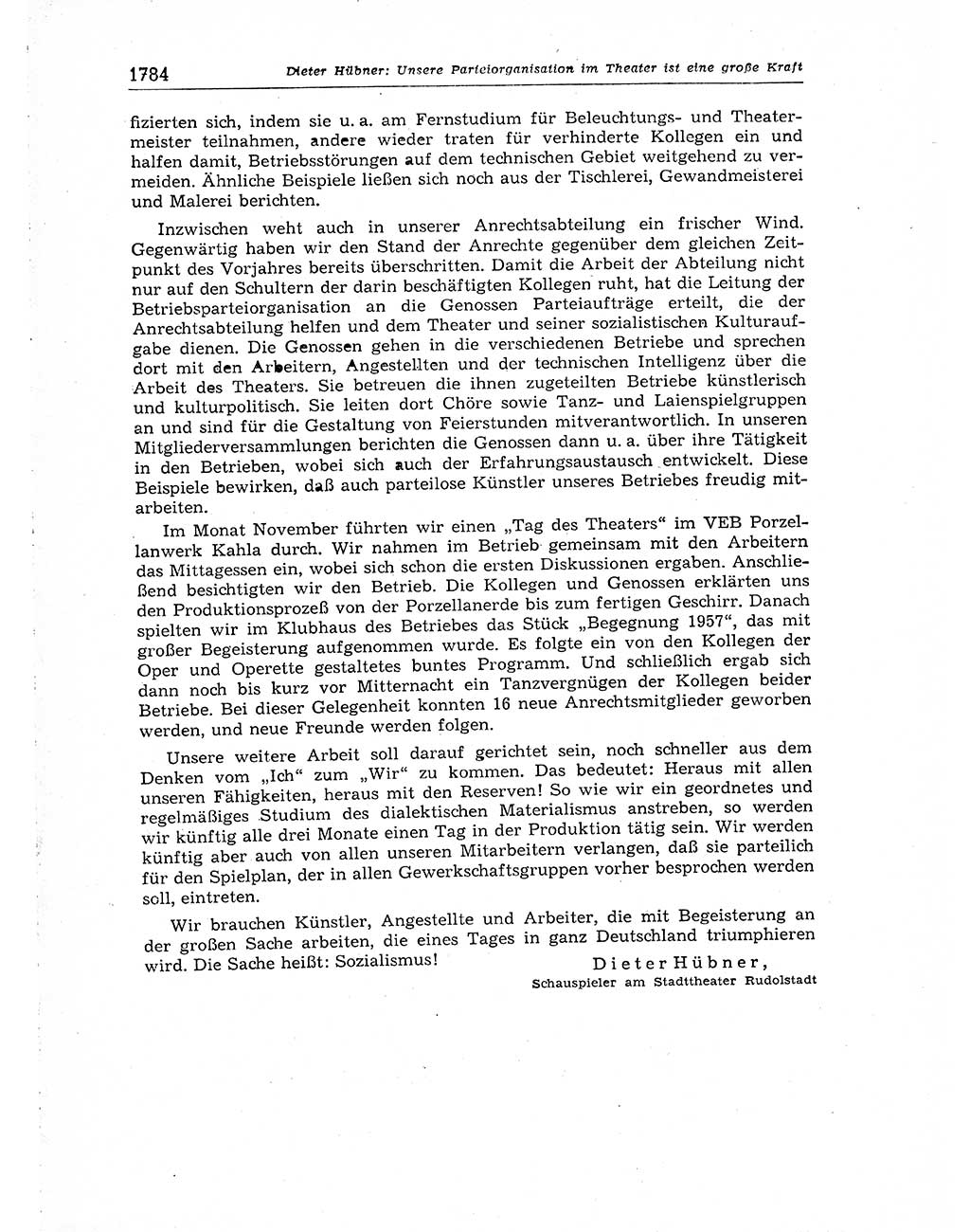 Neuer Weg (NW), Organ des Zentralkomitees (ZK) der SED (Sozialistische Einheitspartei Deutschlands) für Fragen des Parteiaufbaus und des Parteilebens, [Deutsche Demokratische Republik (DDR)] 13. Jahrgang 1958, Seite 1784 (NW ZK SED DDR 1958, S. 1784)