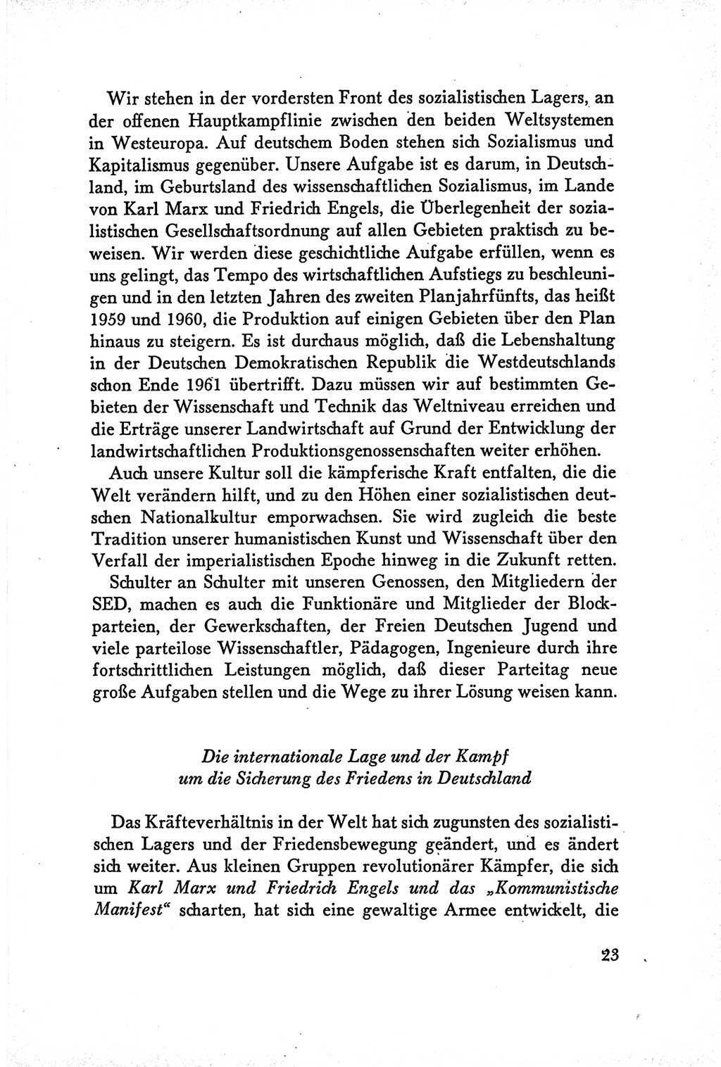 Protokoll der Verhandlungen des Ⅴ. Parteitages der Sozialistischen Einheitspartei Deutschlands (SED) [Deutsche Demokratische Republik (DDR)] 1958, Seite 23